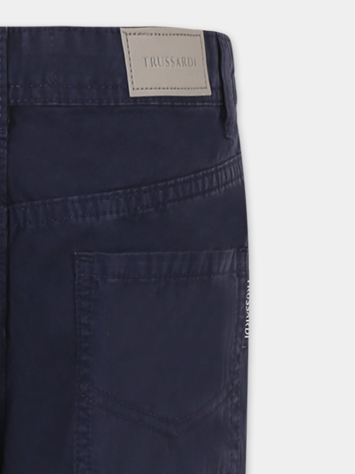 Pantaloni blu per bambino con logo,Trussardi Junior,TBP25134PA BLUE NAVY