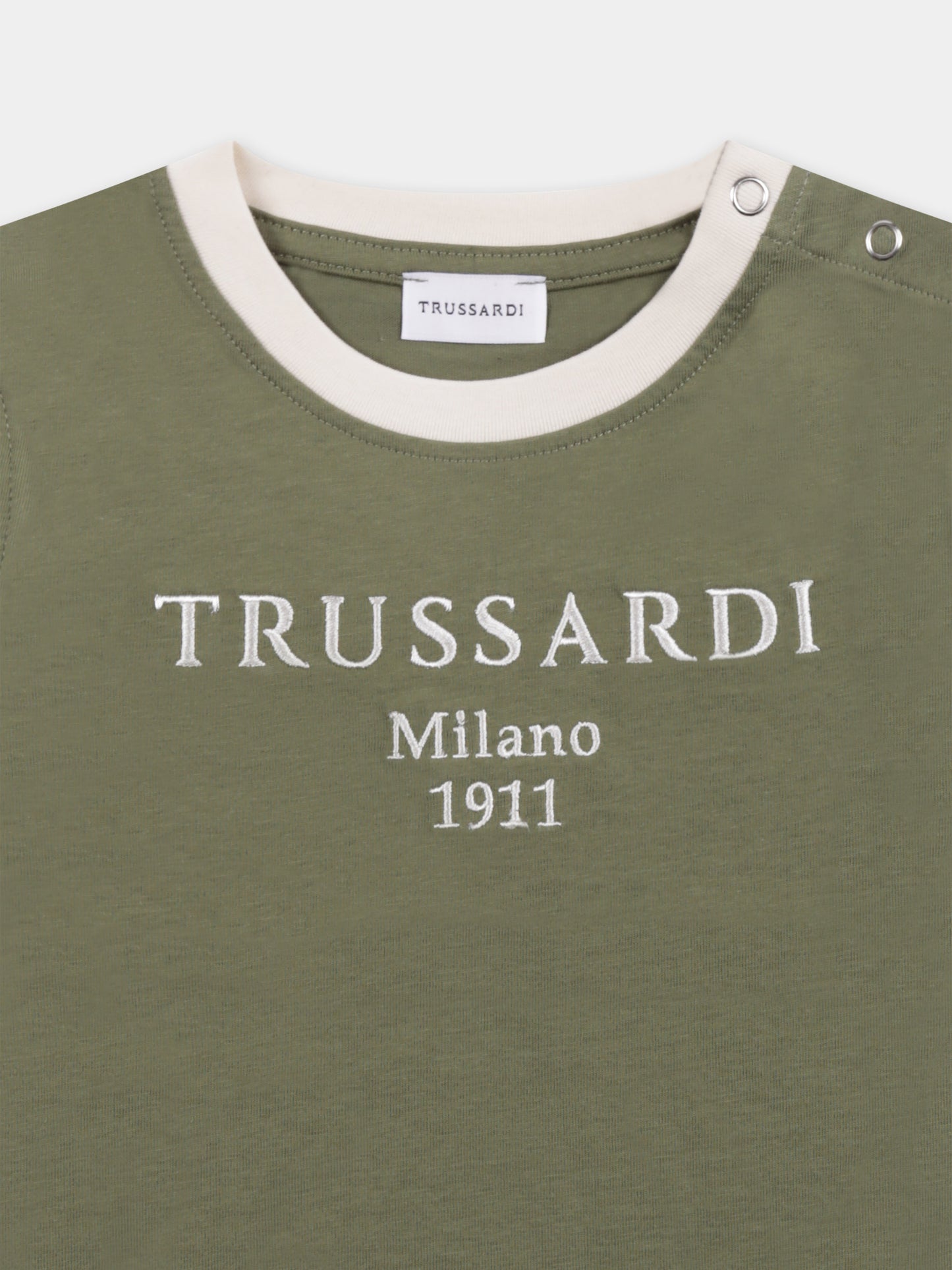T-shirt verde per neonato con logo,Trussardi Junior,TIP25033TS GREEN ALOE