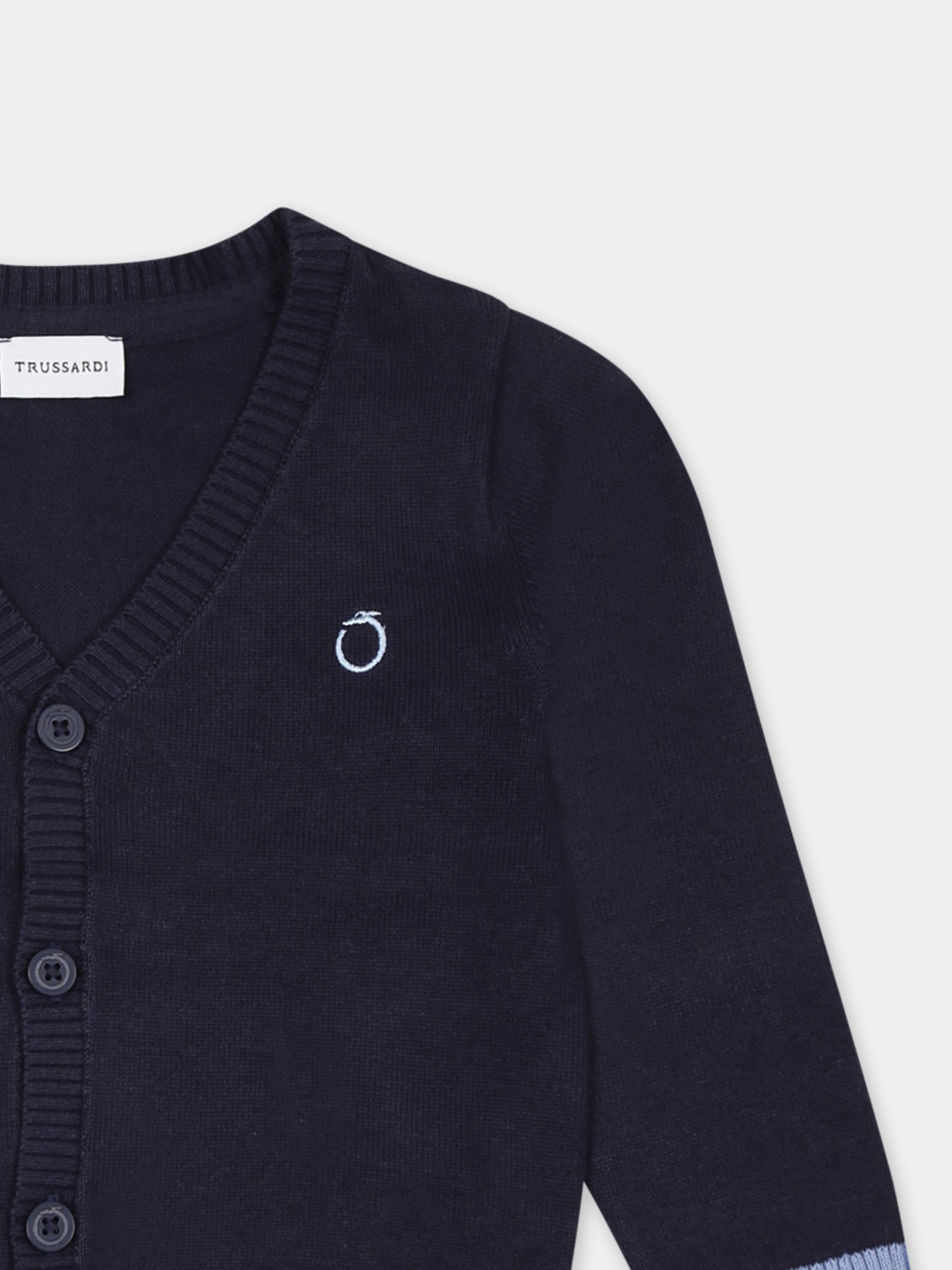 Cardigan blu per neonato con logo,Trussardi Junior,TIP25049CD BLUE NAVY