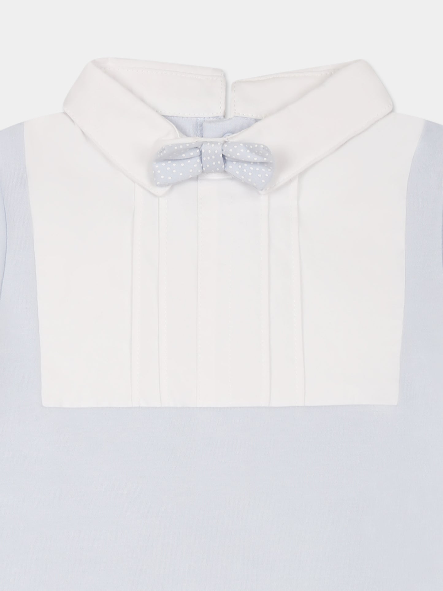 Pagliaccetto celeste per neonato con papillon