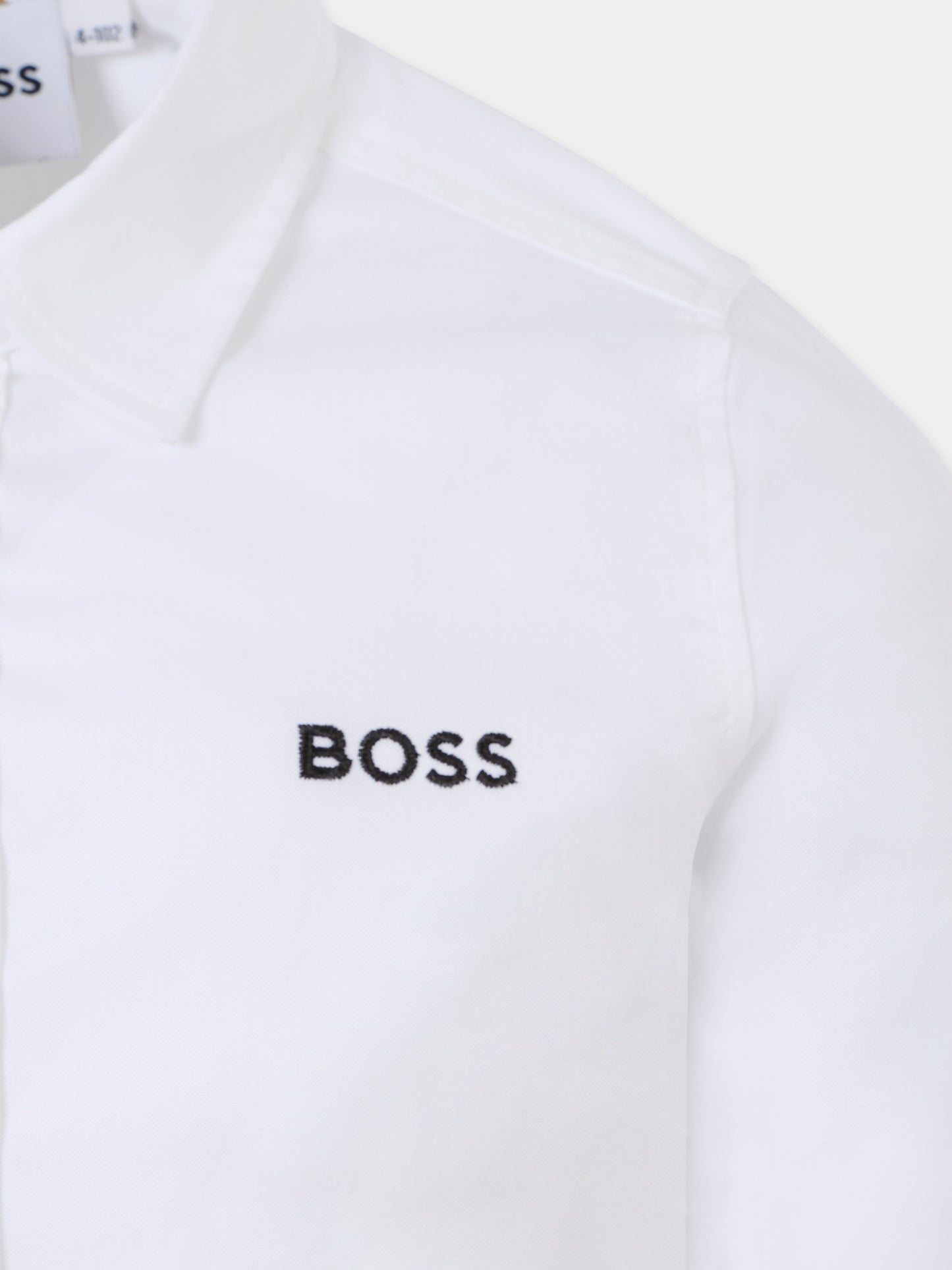 Camicia bianca per bambino con logo nero,Boss,J52675 N50