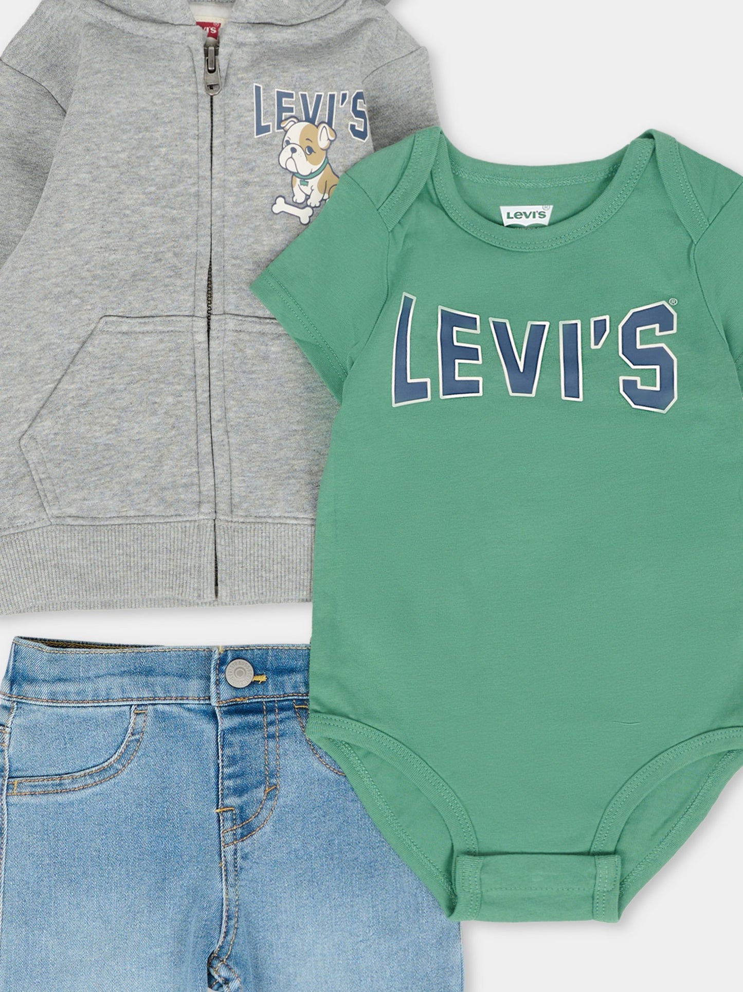 Completo verde per neonato con logo,Levi's Kids,6EN867 F7N