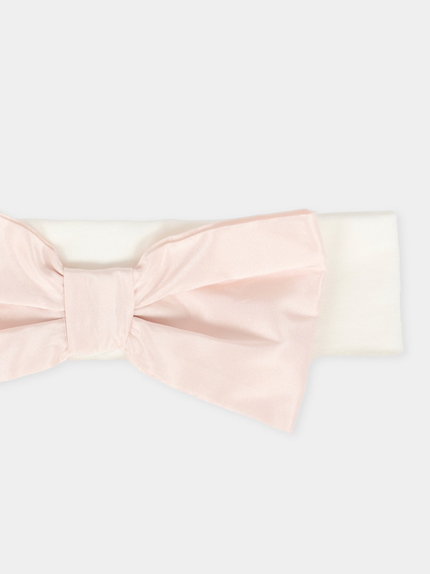 Fascia bianca per neonata con fiocco rosa,La Stupenderia,1ABFA04S14