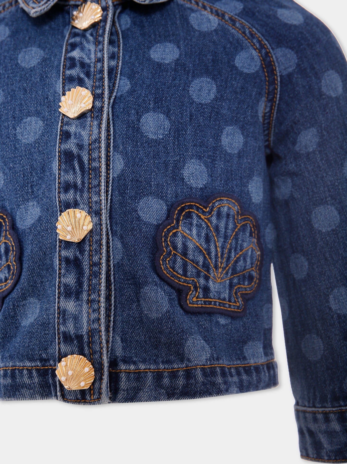 Giubbotto di jeans denim per bambina con pois,Self-portrait,PF25-703J-BL