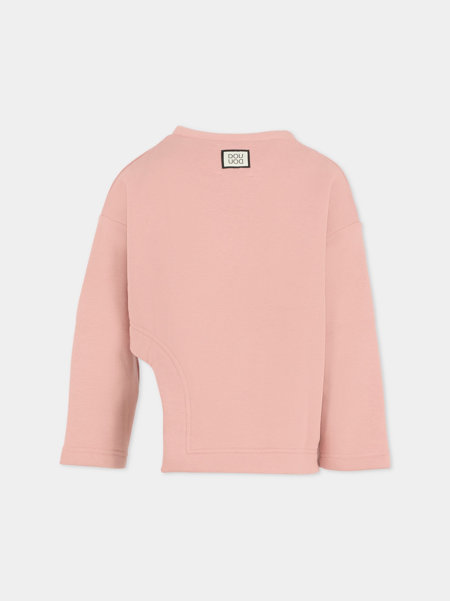 Felpa rosa per bambina con patch logato,Douuod Kids,DX4A40 Z2502 50R