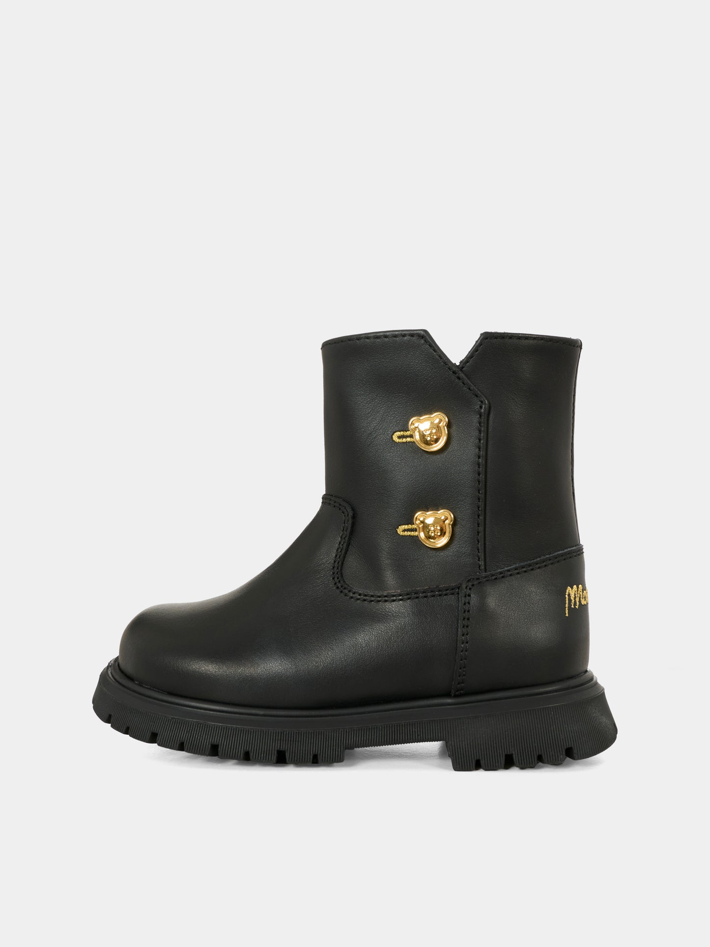 Stivali neri per bambina con logo,Moschino Kids,81869 - VAR1