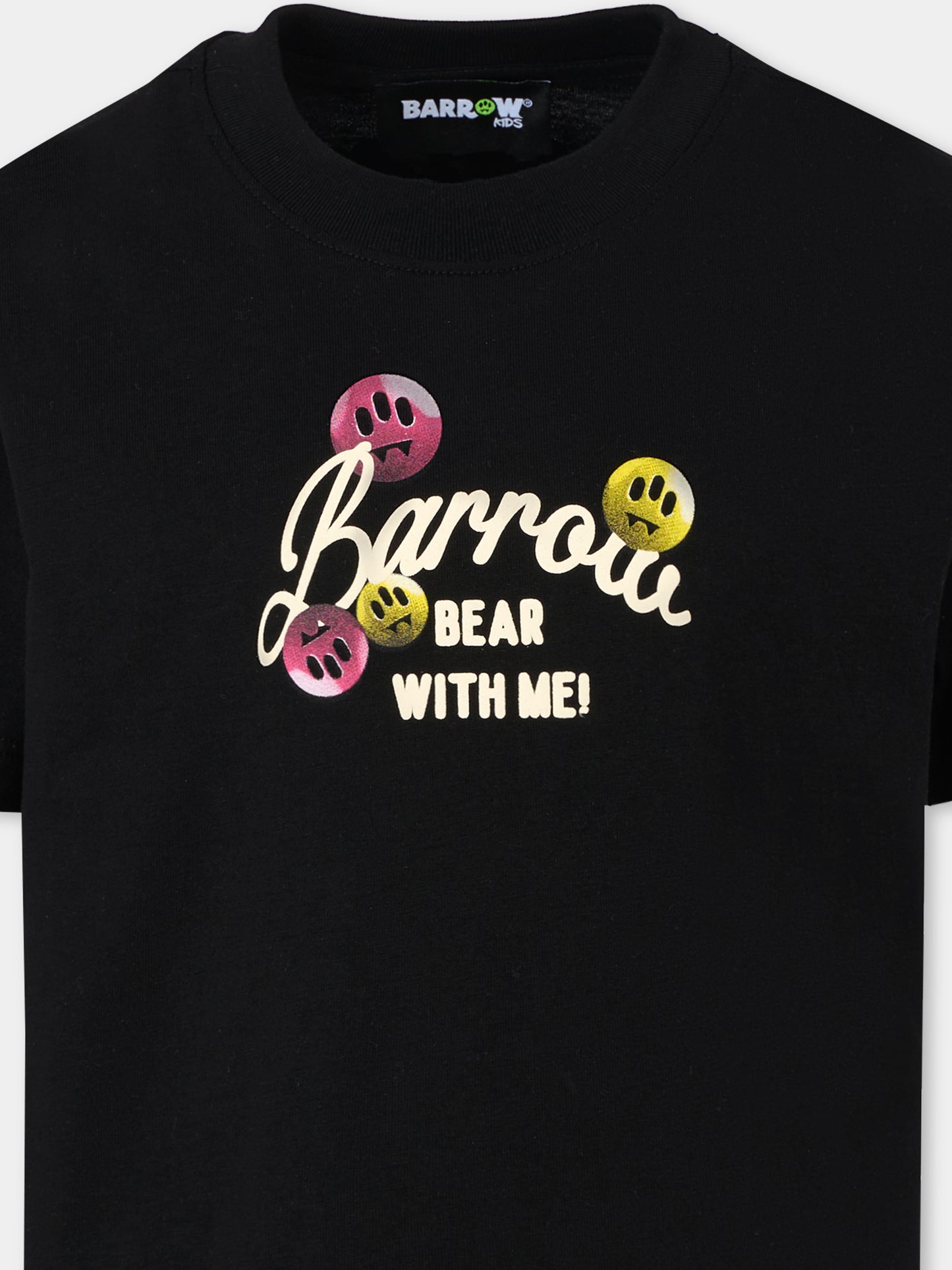 T-shirt nera per bambina con stampa Bear,Barrow,F5BKJGTH203 110