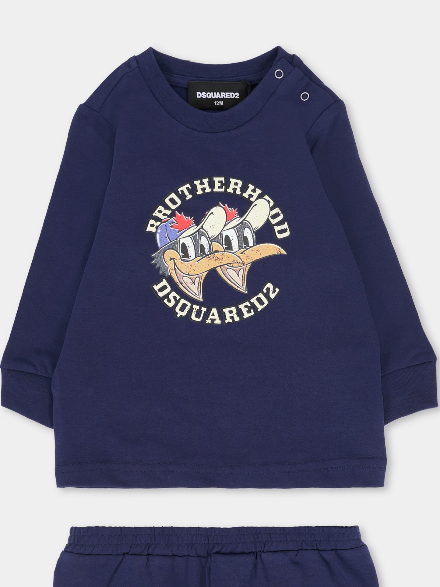 Pigiama blu per neonato con stampa paperi,Dsquared2,DQ3110-D008J-DQ864