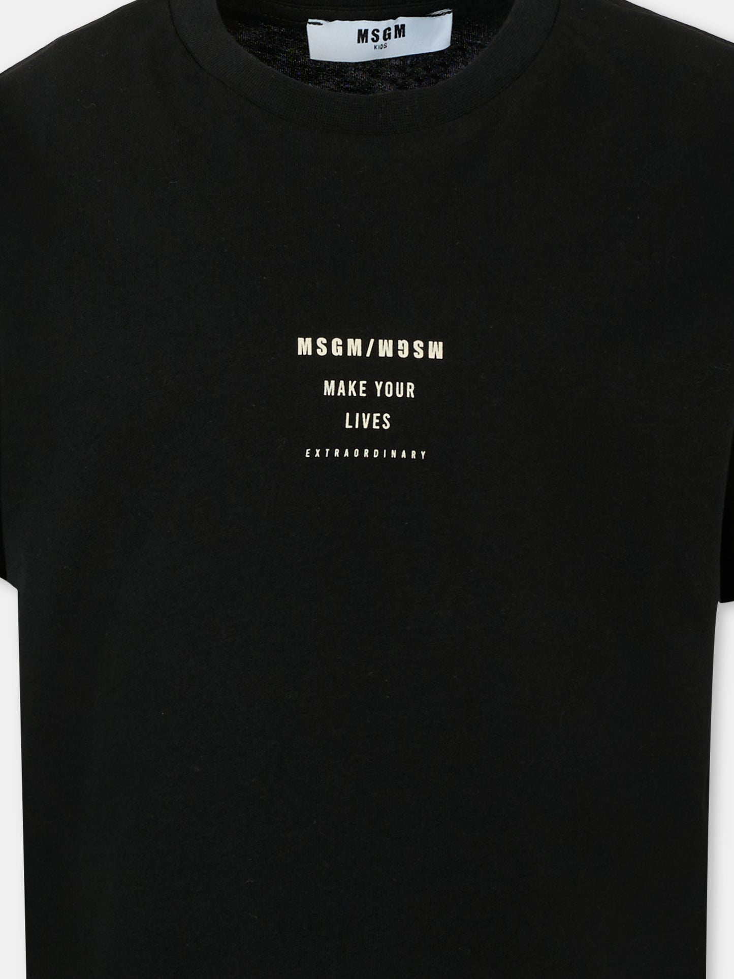 T-shirt nera per bambini con logo,Msgm Kids,F5MSJBTH215 110