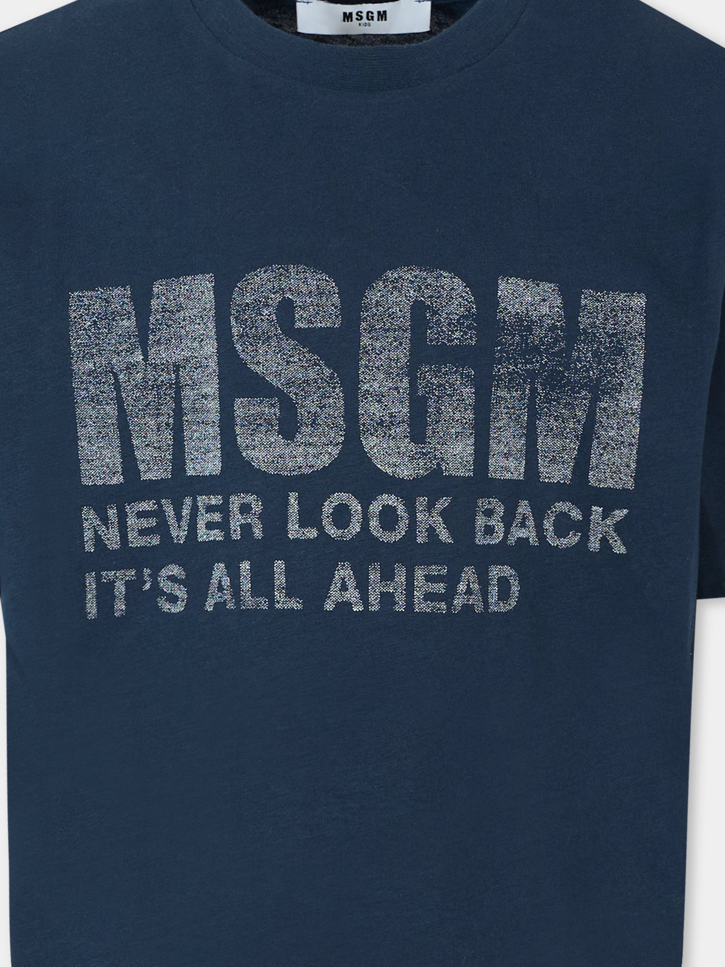 T-shirt blu per bambini con logo,Msgm Kids,F5MSJUTH087 MS032