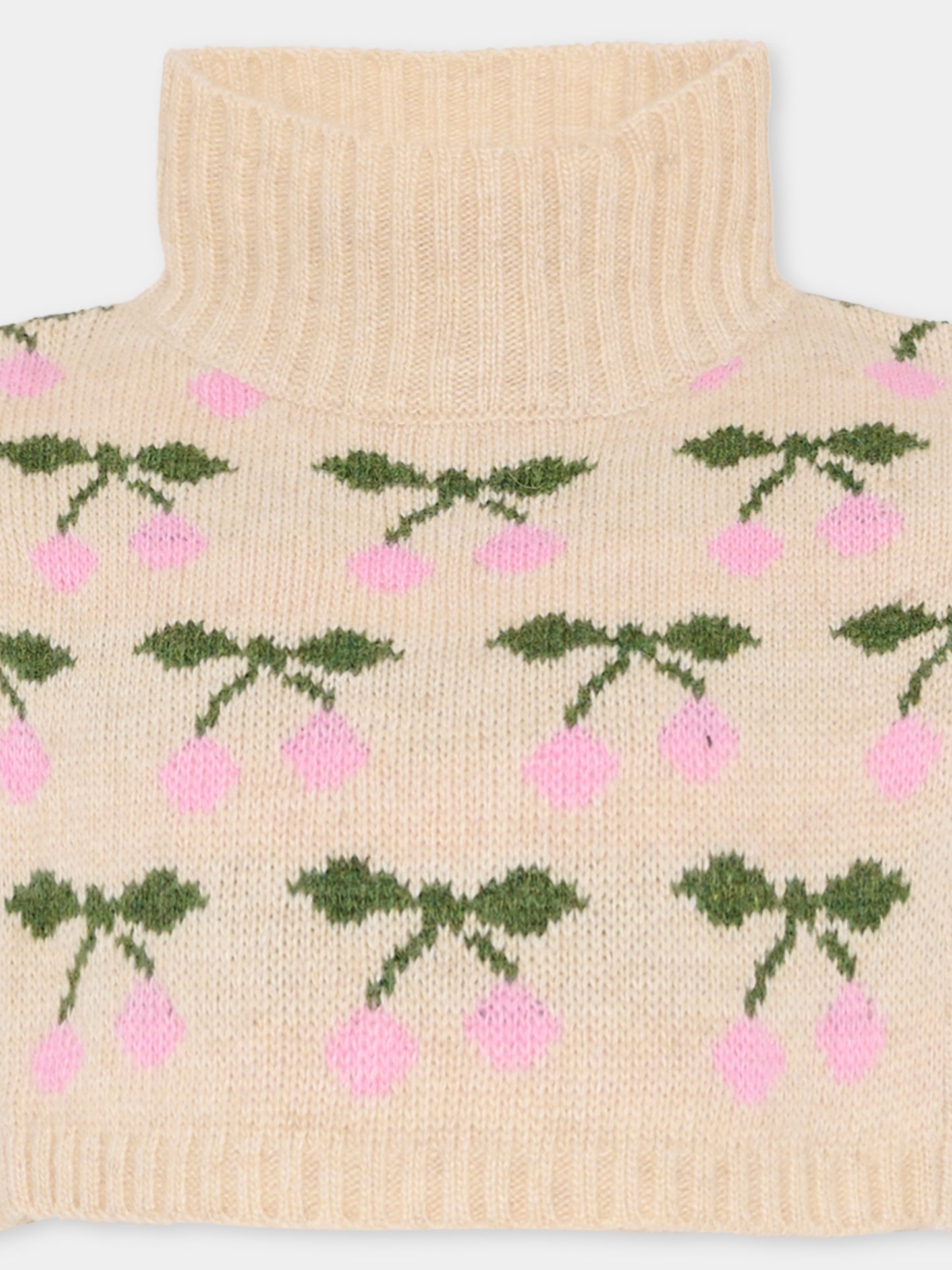 Sciarpa beige per bambina con ciliegie,Konges Sløjd,KS103714 CHERRY