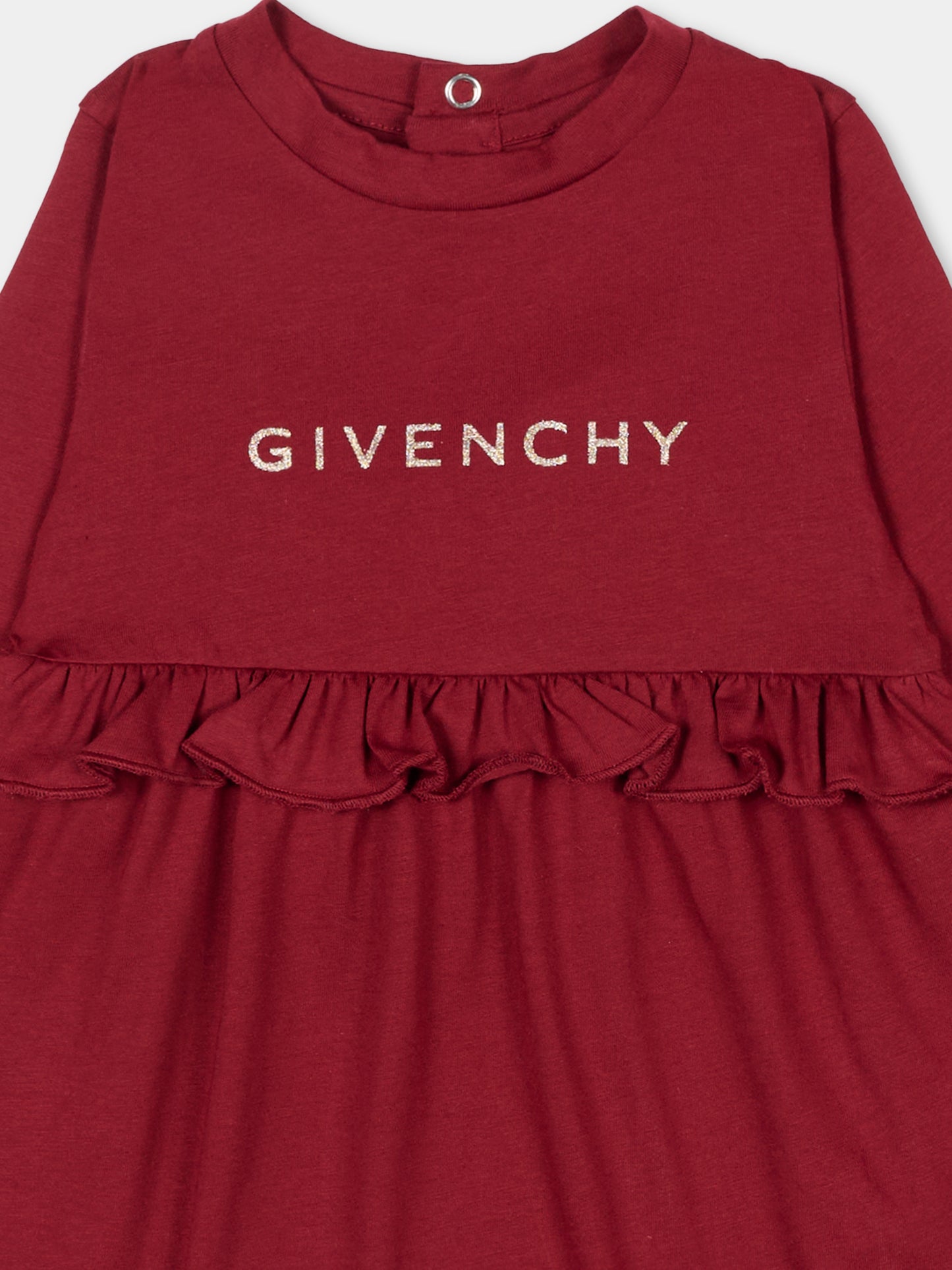 Vestito bordeaux per neonata con logo,Givenchy Kids,H30899 95C