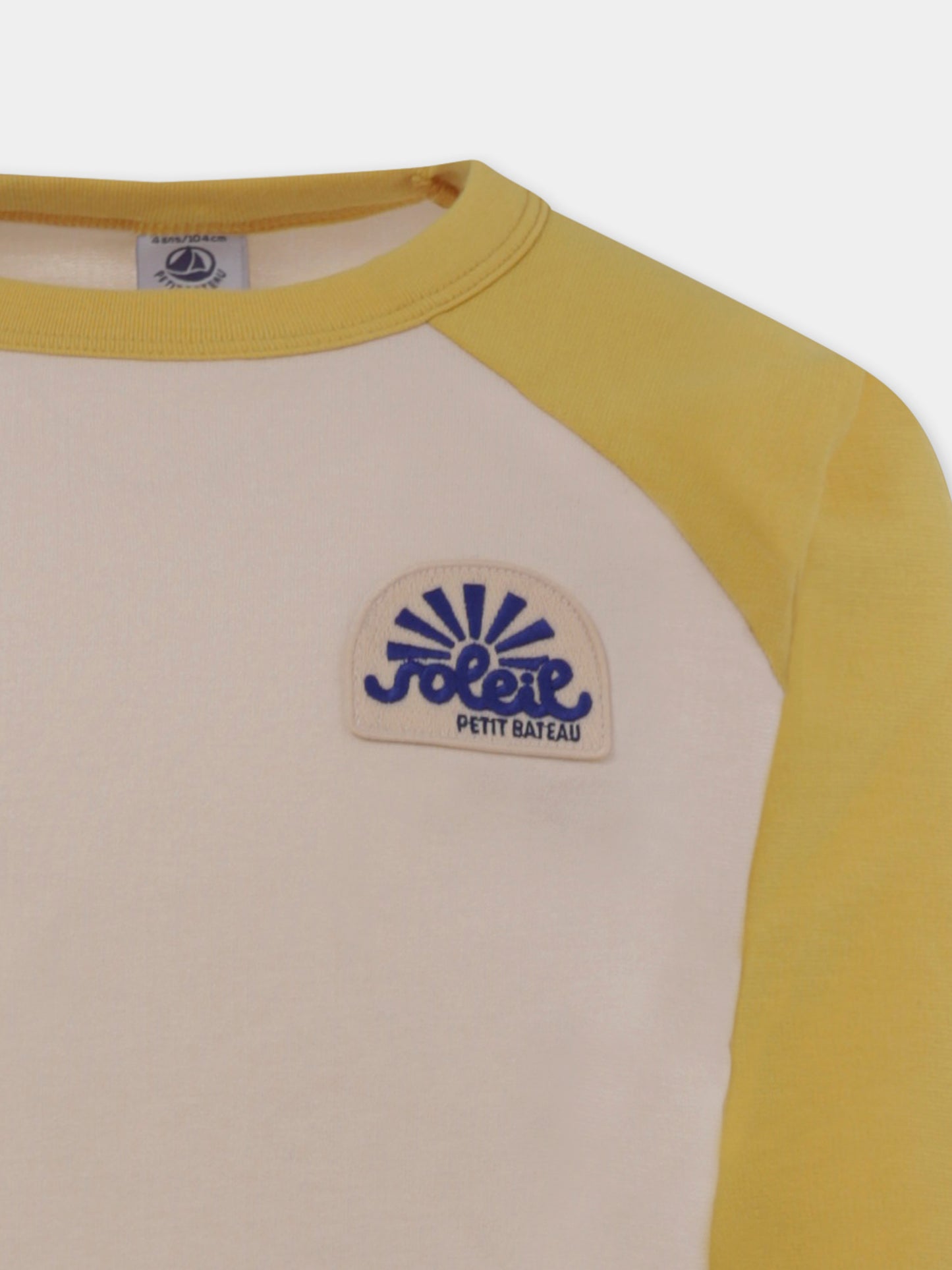 Felpa avorio per bambino con patch,Petit Bateau,A0A1Y 01