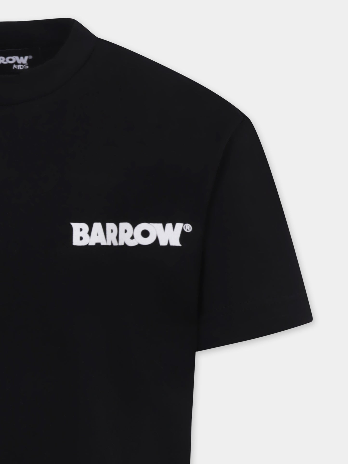 T-shirt nera per bambini con smile e palma