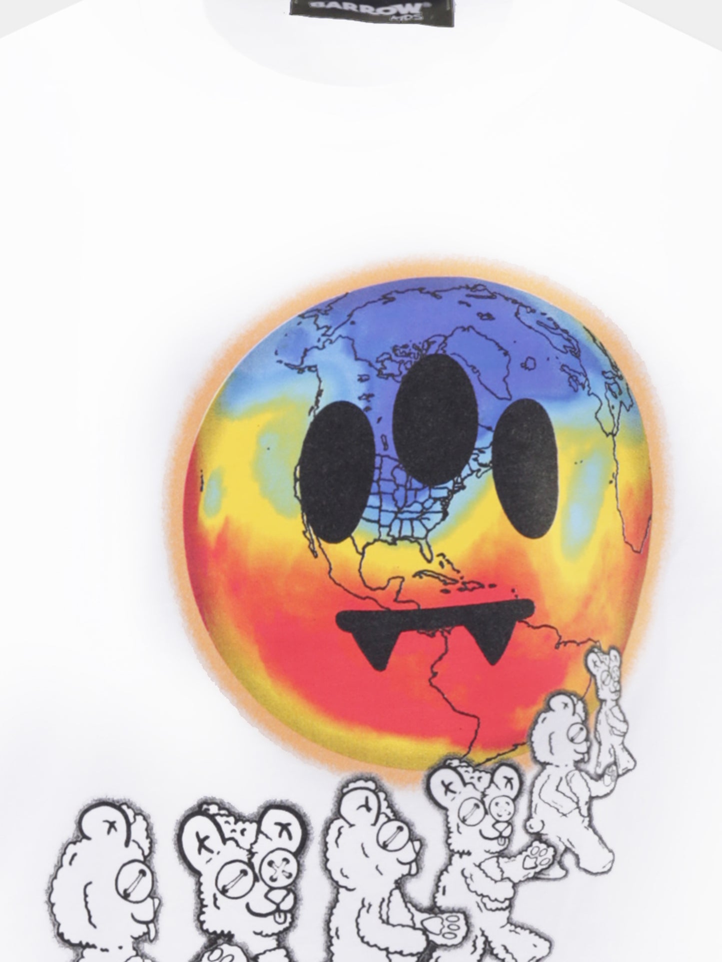 T-shirt bianca per bambini con smile e stampa Bear