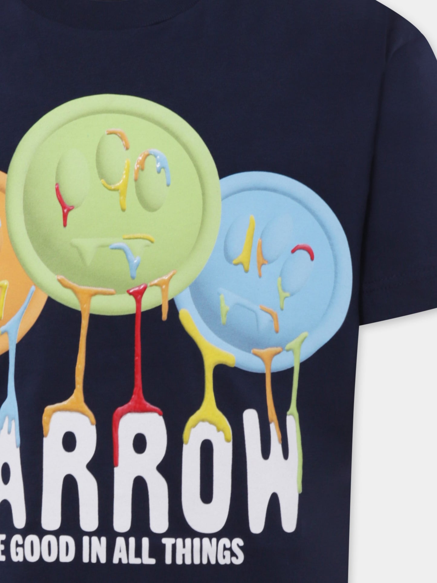 T-shirt blu per bambini con smile e logo,Barrow,S5BKJUTH212 060