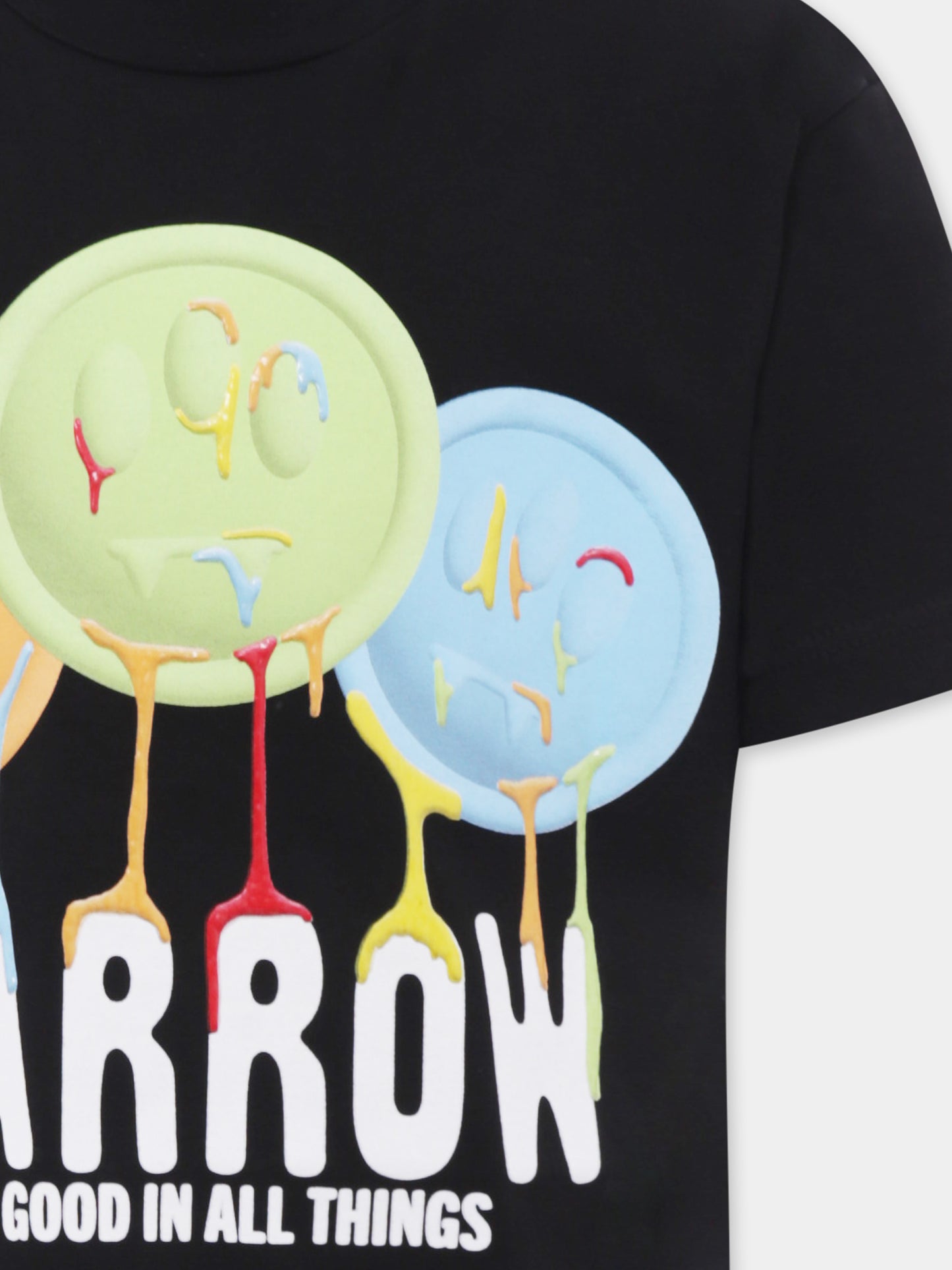 T-shirt nera per bambini con smile e logo