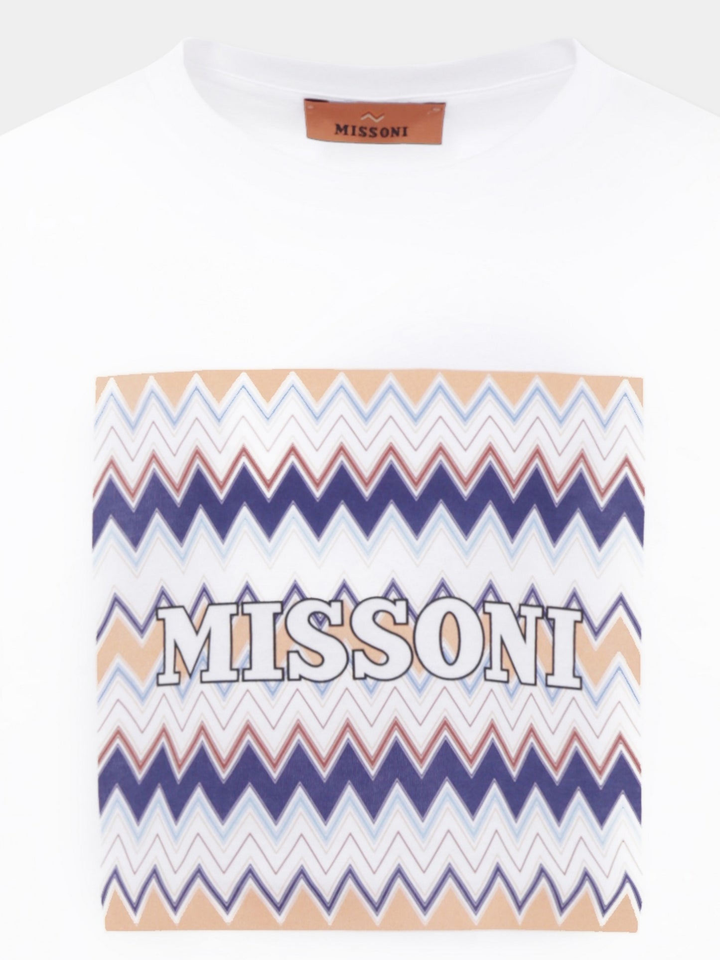 T-shirt bianca per bambina con logo e motivo chevron,Missoni,MW8Q41 J0177 100