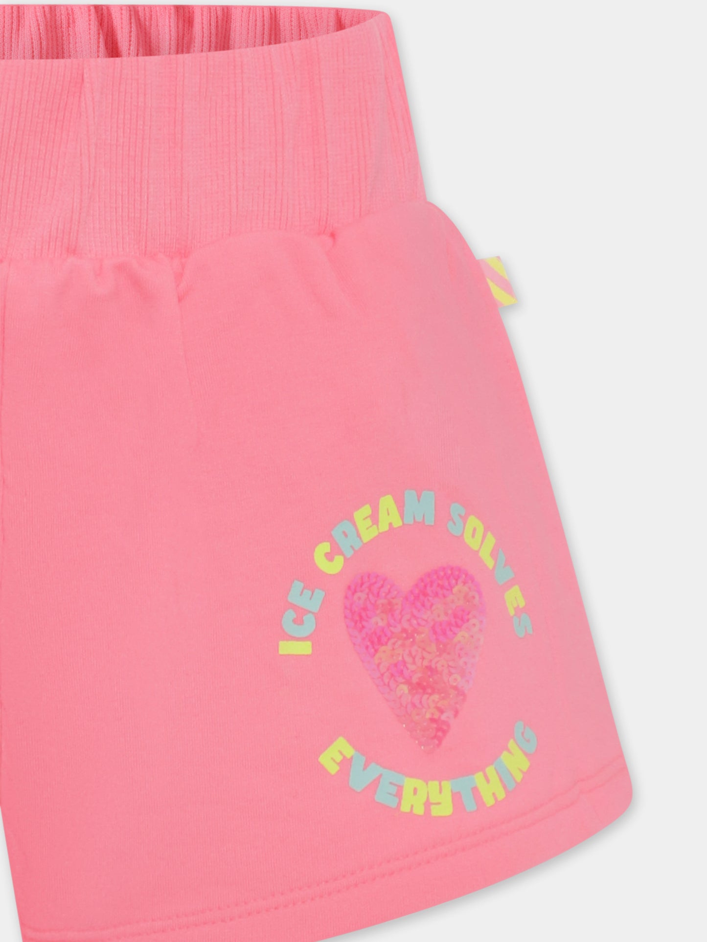 Shorts rosa per bambina con cuore,Billieblush,U20111 499
