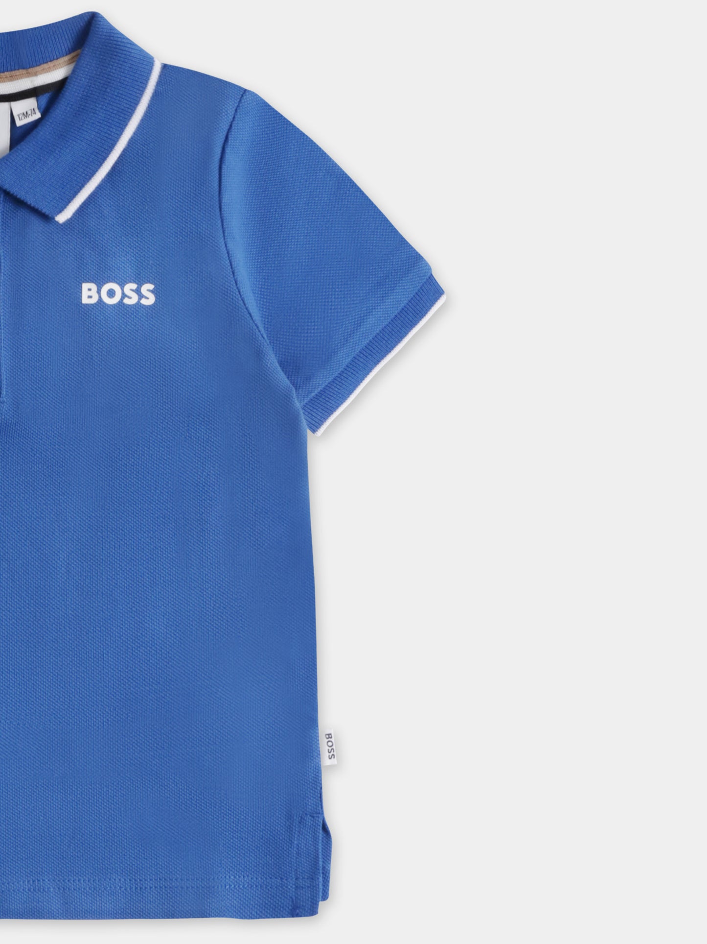 Polo azzurra per neonato con logo,Boss,J50593 872