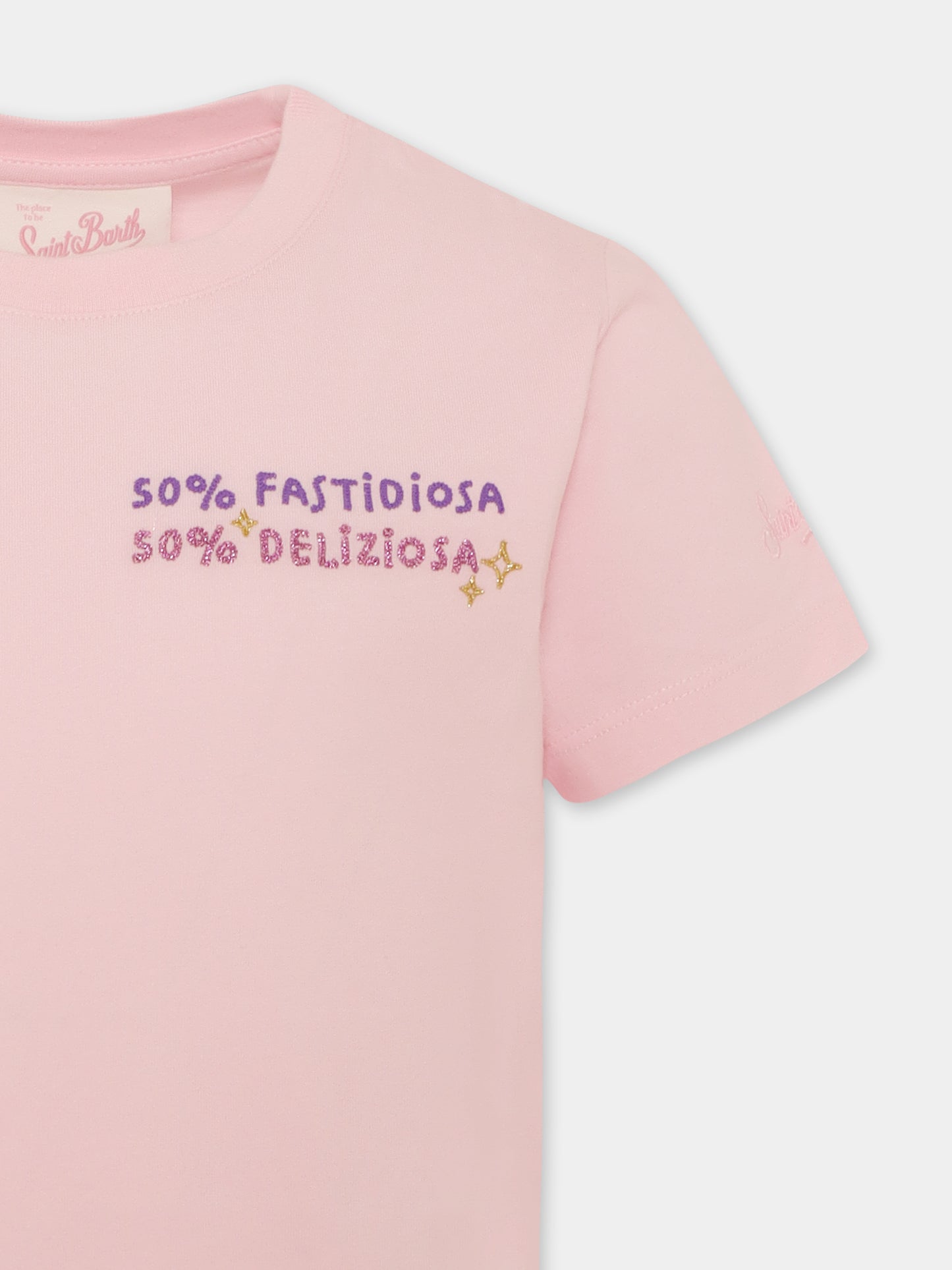 T-shirt rosa per bambina con scritta