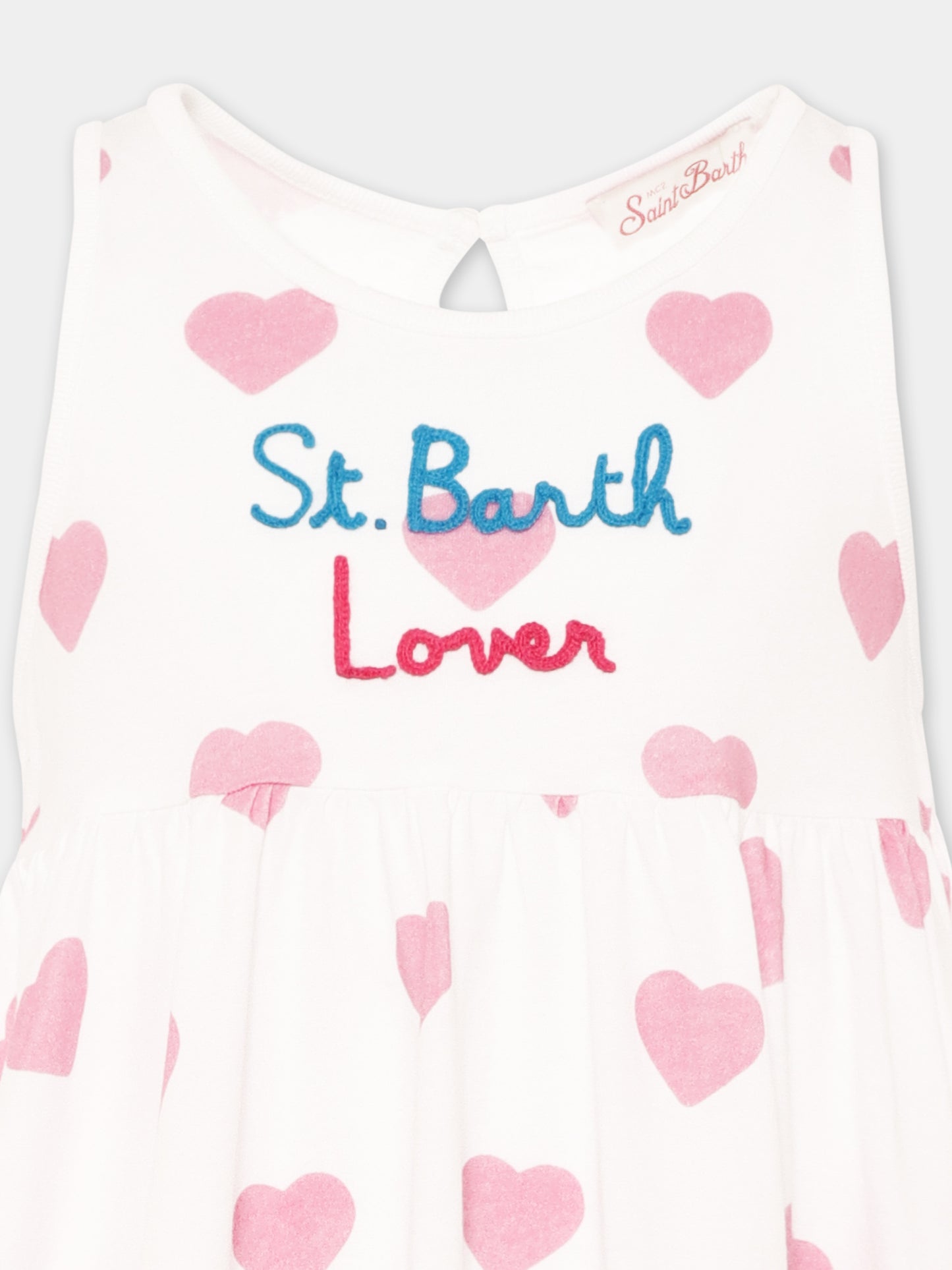 Vestito bianco per bambina con cuori all over