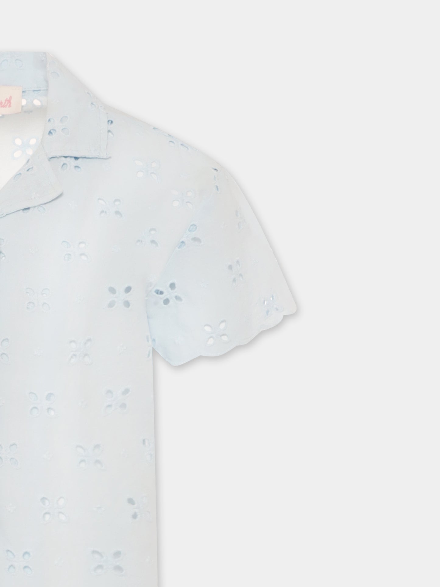 Camicia celeste per bambina con fiori