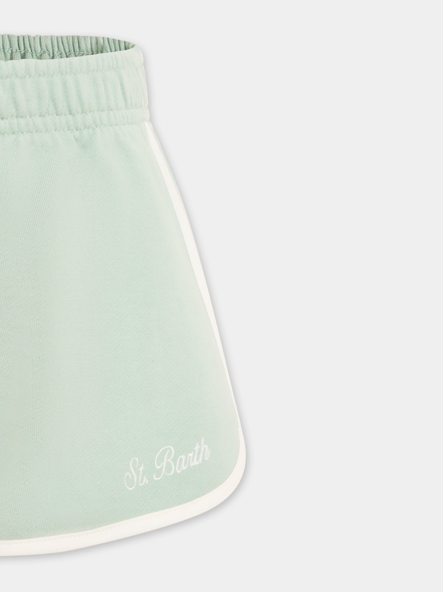 Shorts verdi per bambina con logo