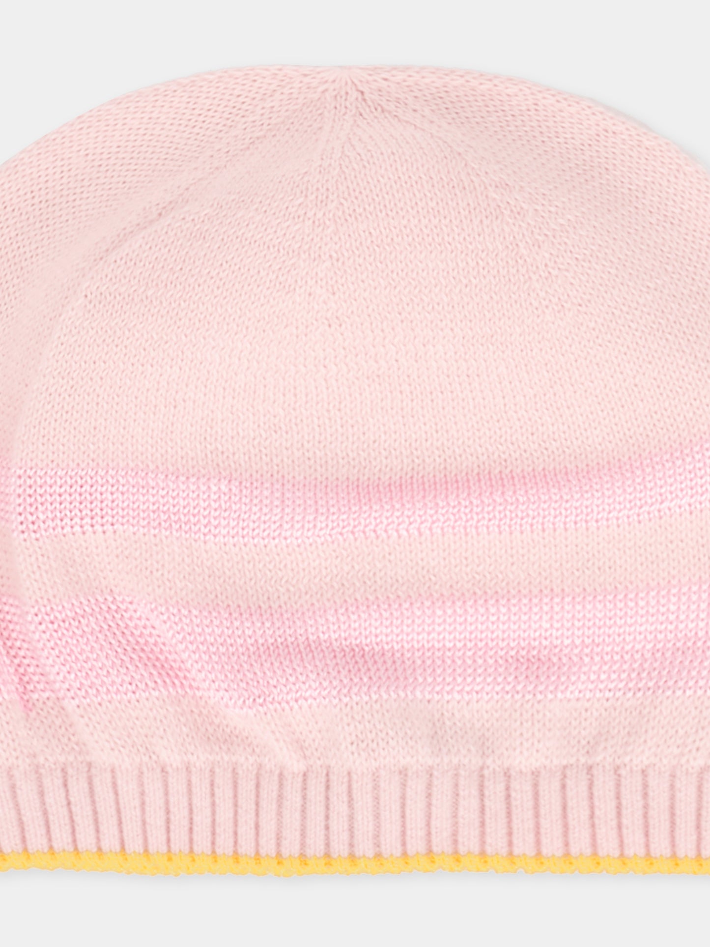 Berretto rosa per neonata con filo giallo,Gensami,CAP-STR-CO BABY PINK