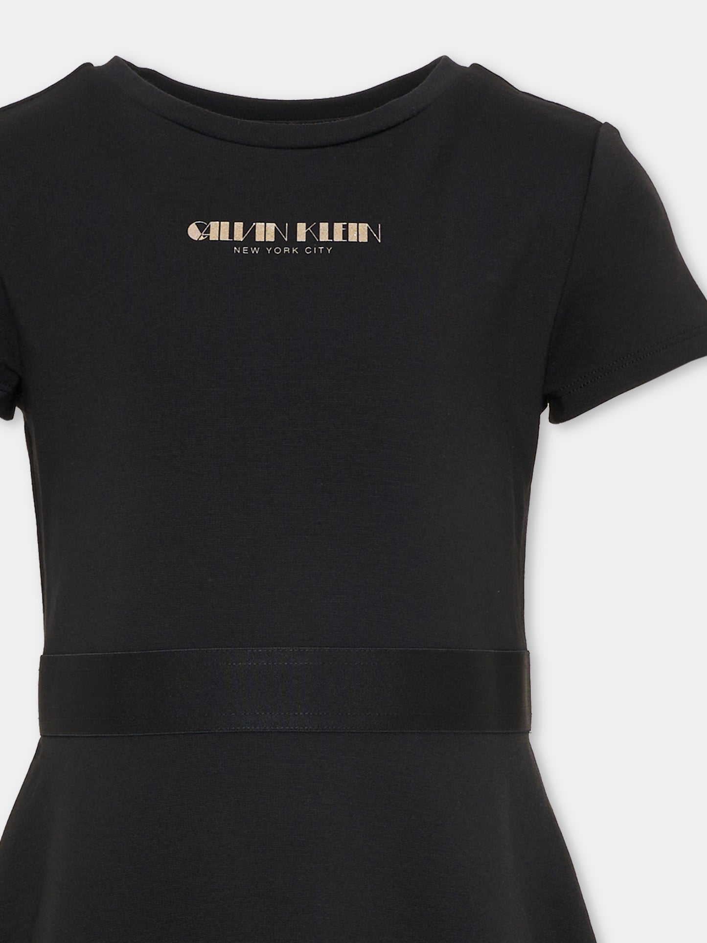 Vestito nero per bambina con logo,Calvin Klein Kids,IG0IG03099 BEH