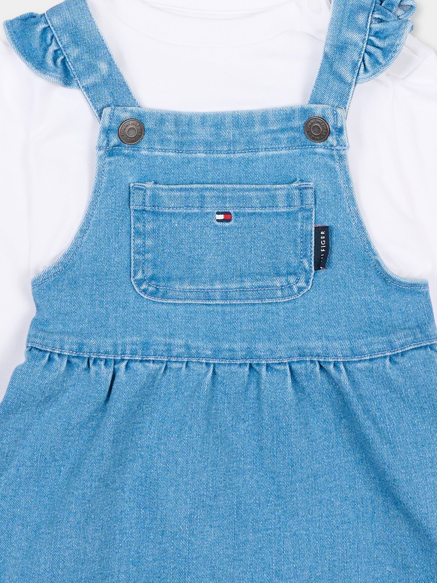 Salopette denim per neonata con T-shirt,Tommy Hilfiger Junior,KN0KN02200 1A4