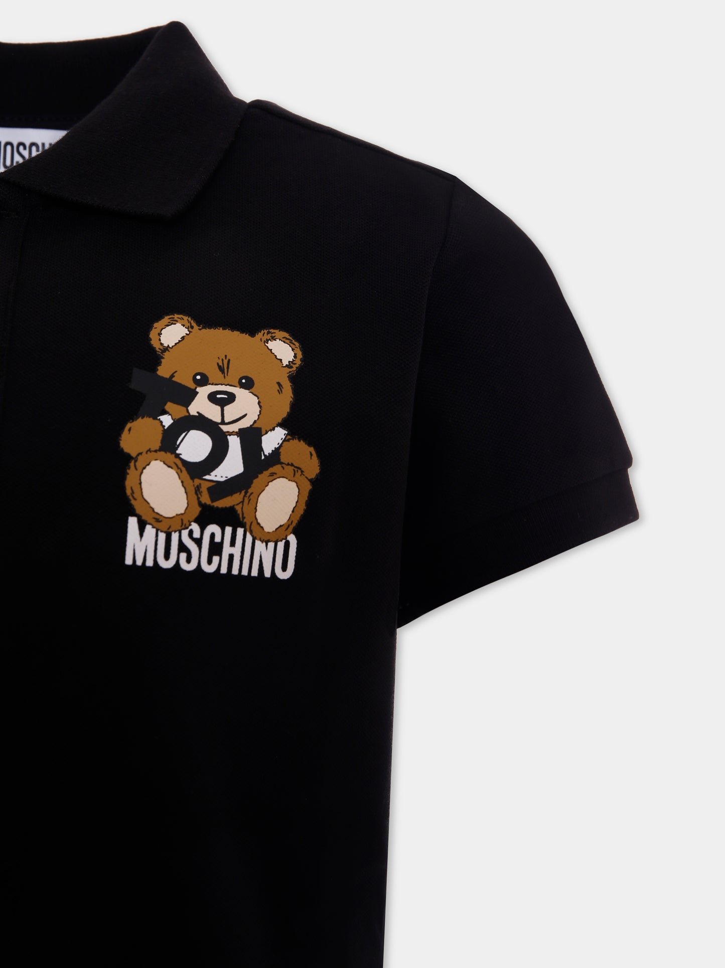 Polo nera per bambino con Teddy Bear,Moschino Kids,HRM03Y LFA01 60100