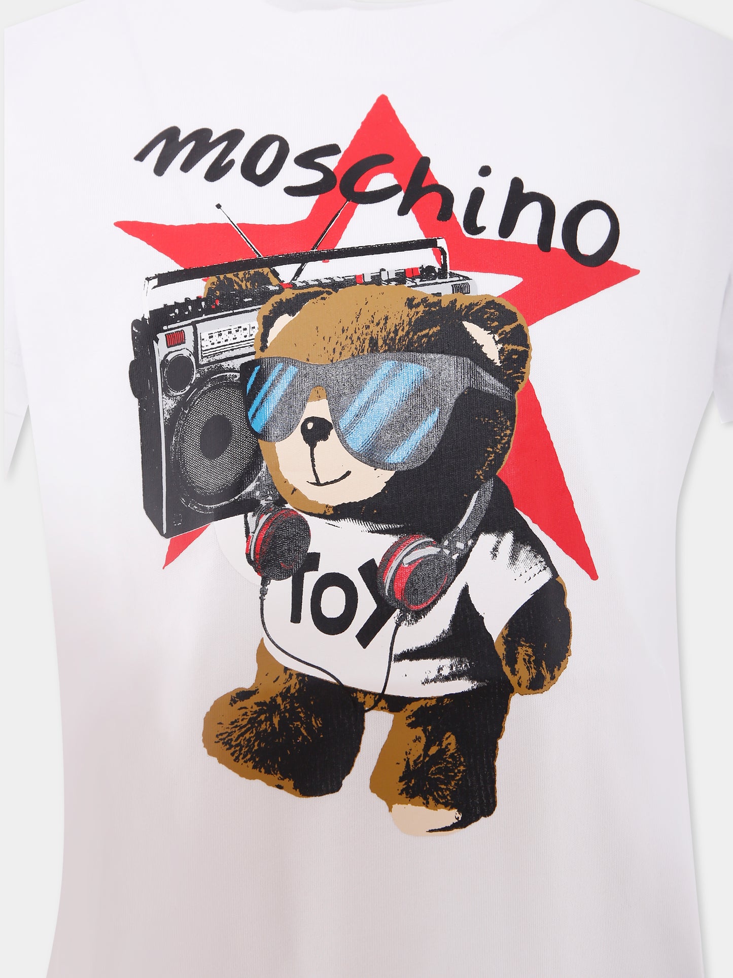 T-shirt bianca per bambino con Teddy Bear,Moschino Kids,HXM04K LAA24 10101