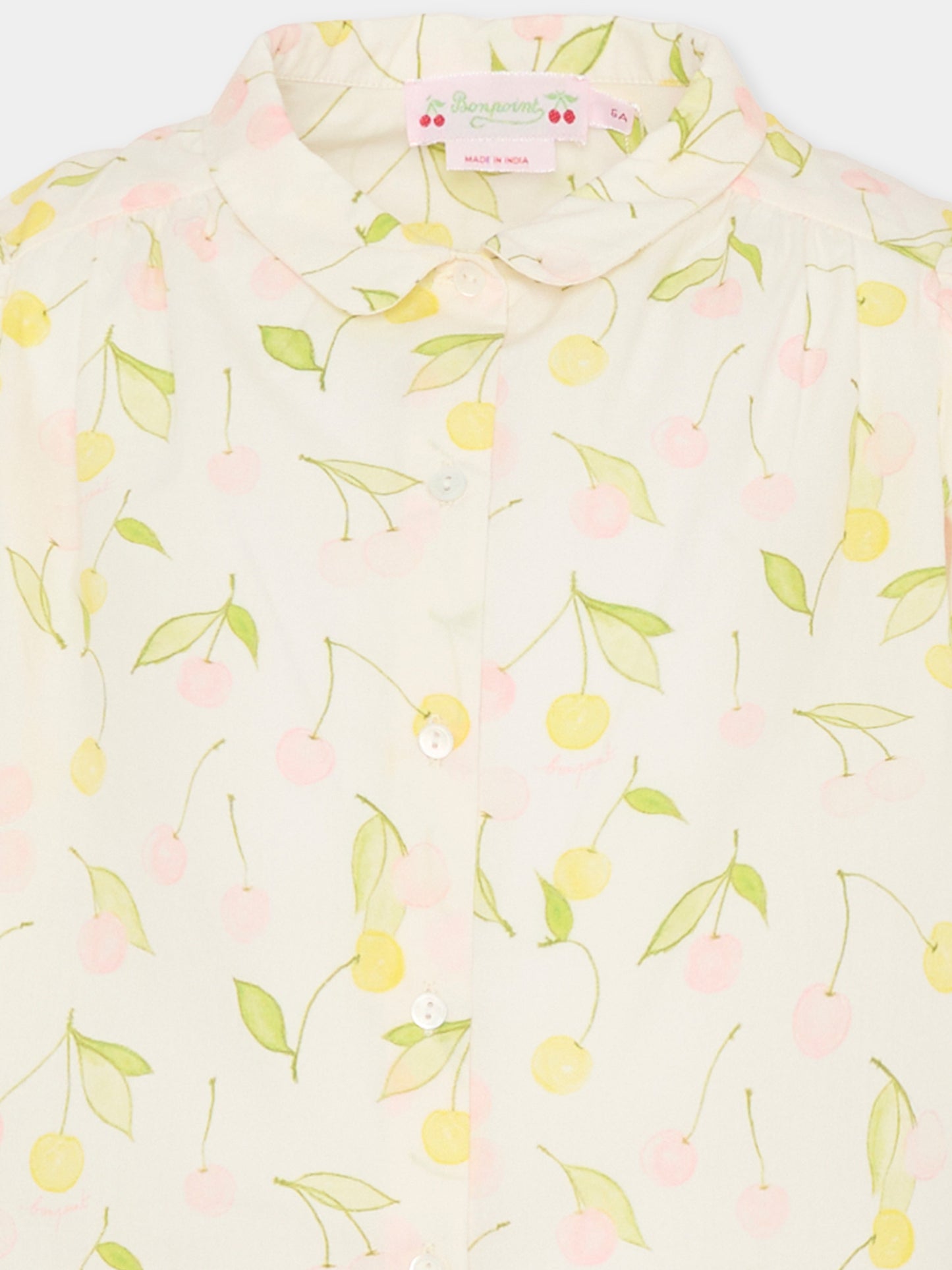 Camicia avorio per bambina con ciliegie,Bonpoint,S06GBLW00025 625