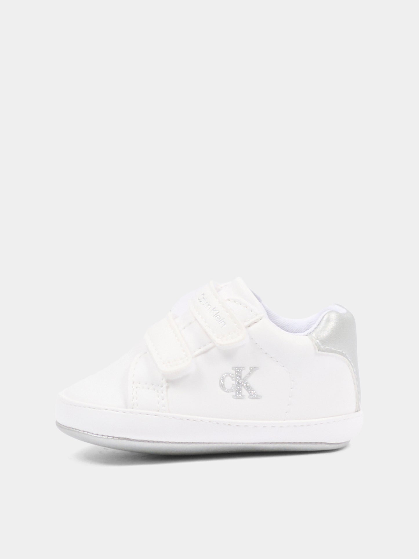 Sneakers bianche per neonata con logo in lurex,Calvin Klein Kids,V0A9 83201 1582X025