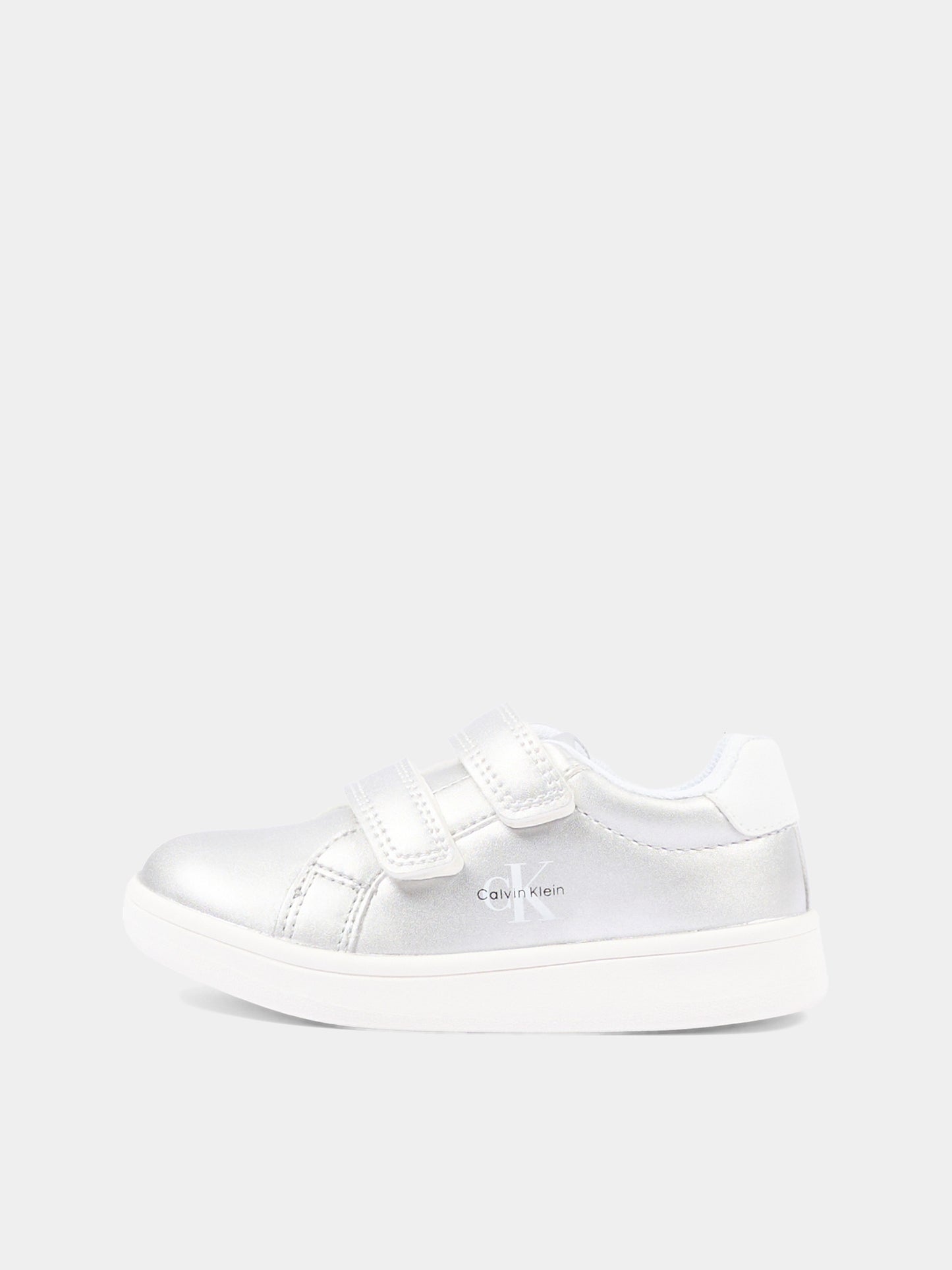 Sneakers argento per bambina con logo,Calvin Klein Kids,V1A9 83205 0376X059