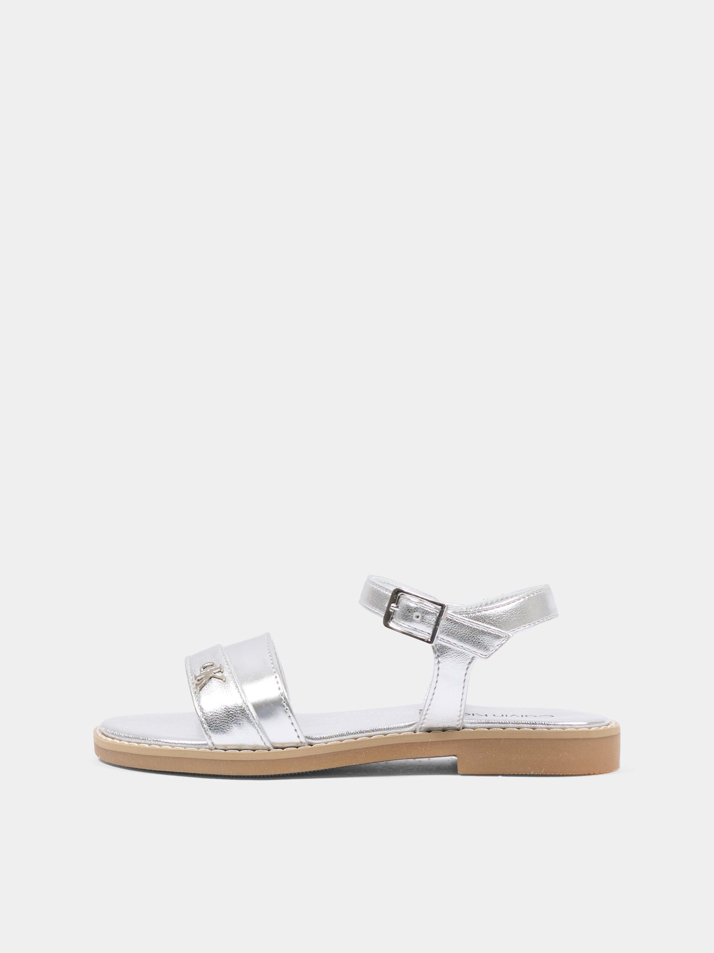 Sandali argento per bambina con logo,Calvin Klein Kids,V4A2 83355 0504904