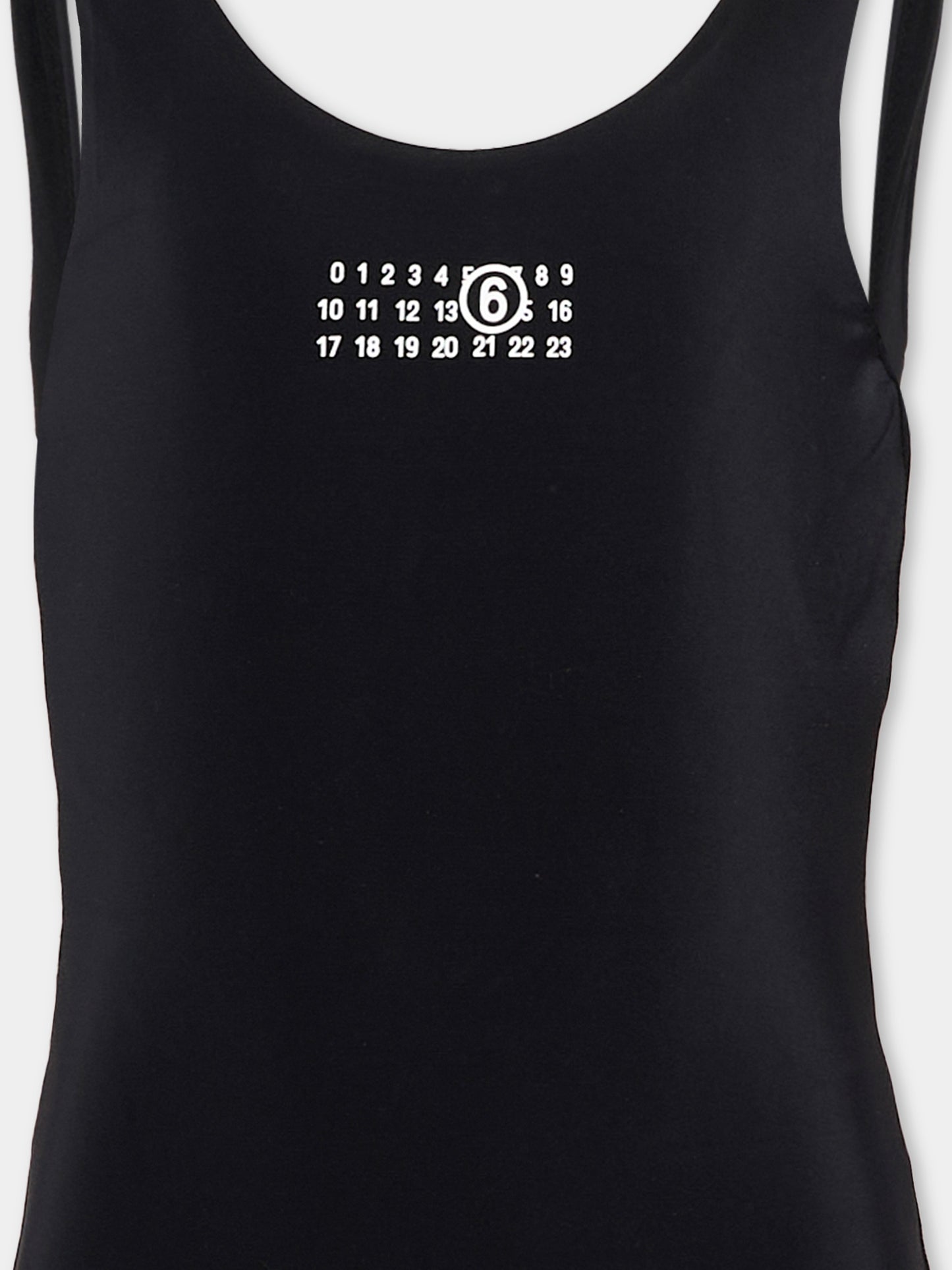 Costume intero nero per bambina logo,Mm6 Maison Margiela,M60568 MM00P M6900