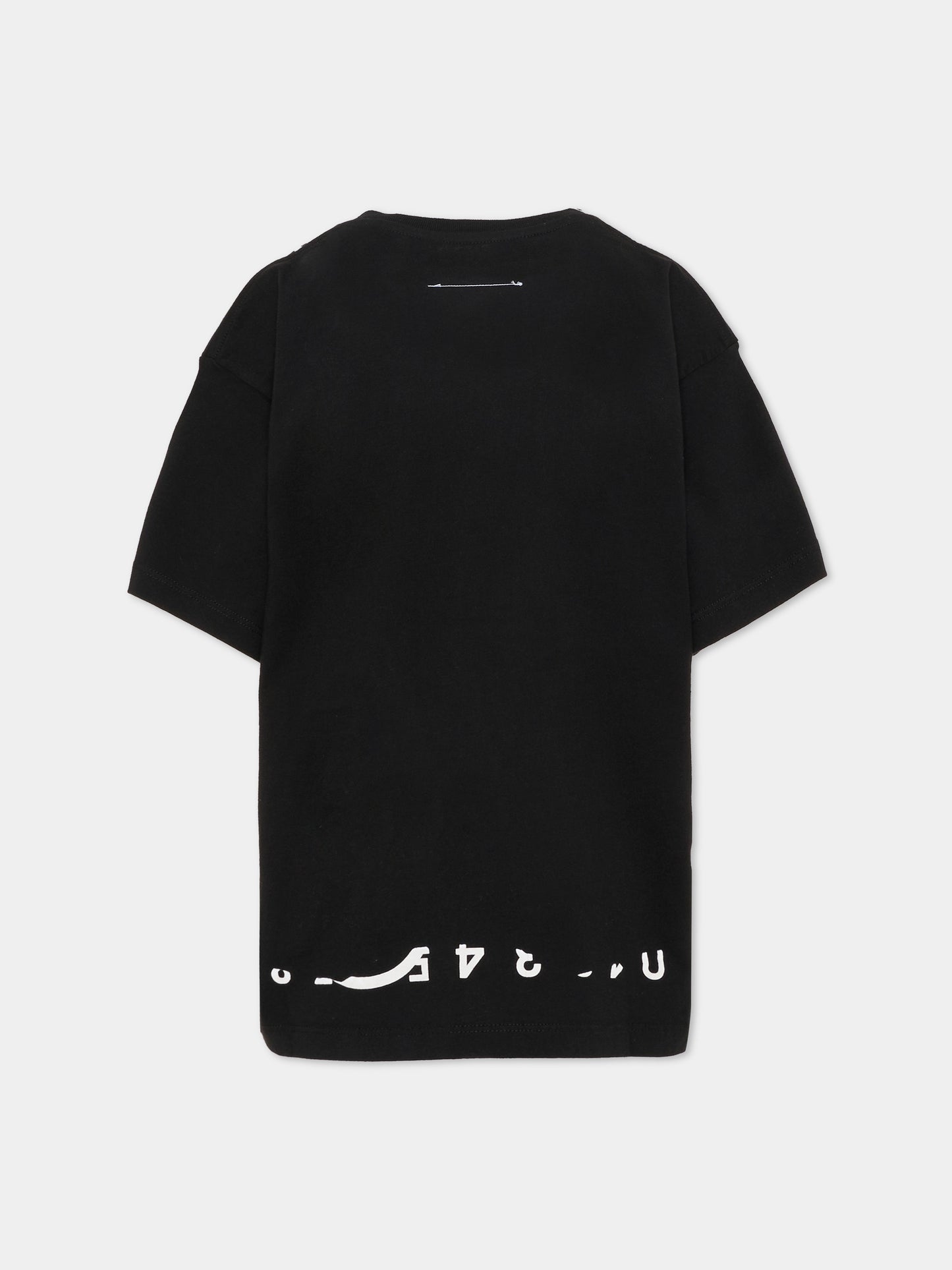 T-shirt nera per bambini con logo,Mm6 Maison Margiela,M60986 MM02Y M6900