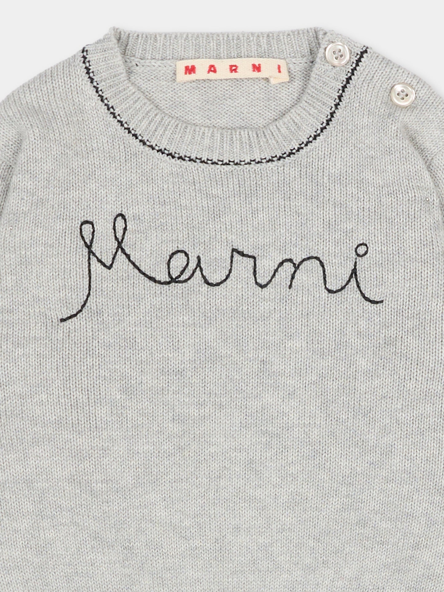 Maglione grigio per neonata con logo ricamato,Marni Kids,M00992 M00X8 0M903