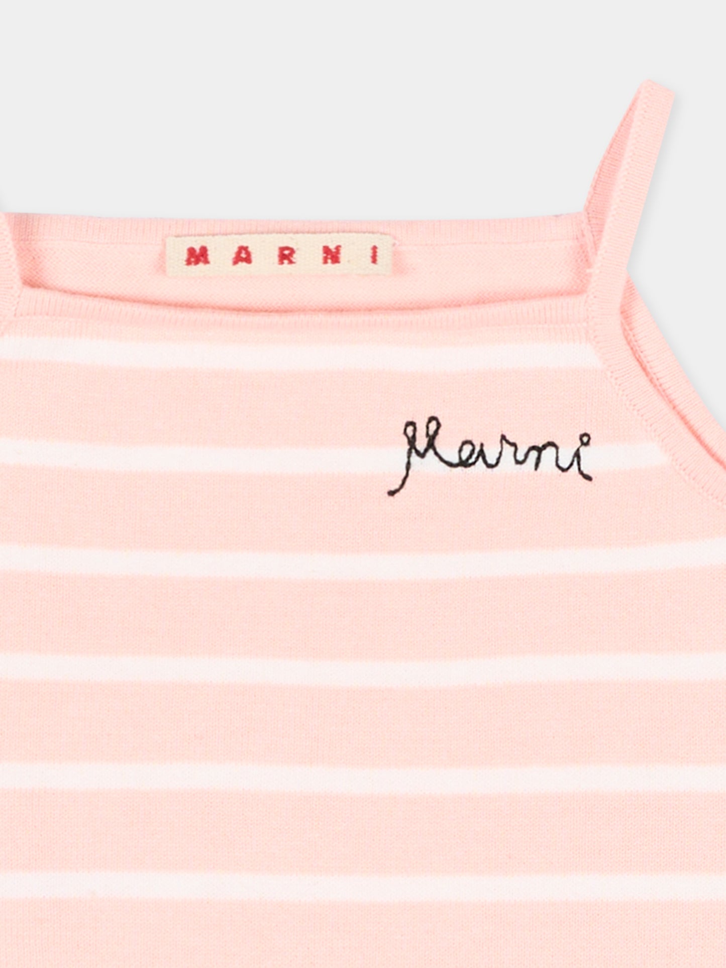 Top rosa per neonata a righe con logo,Marni Kids,M01721 M00X6 0M351