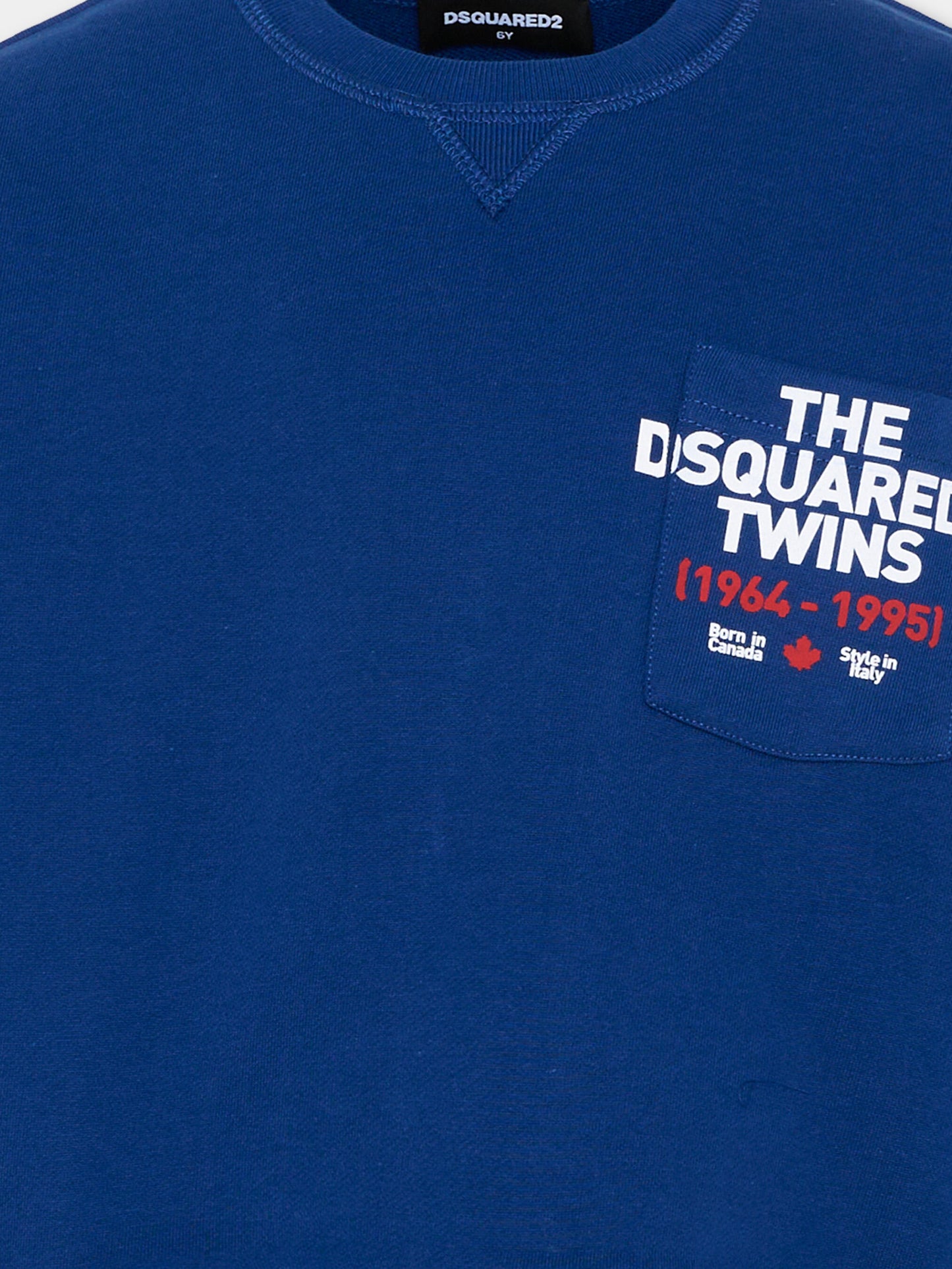 Felpa blu per bambino con logo,Dsquared2,DQ3185 D0094 DQ865