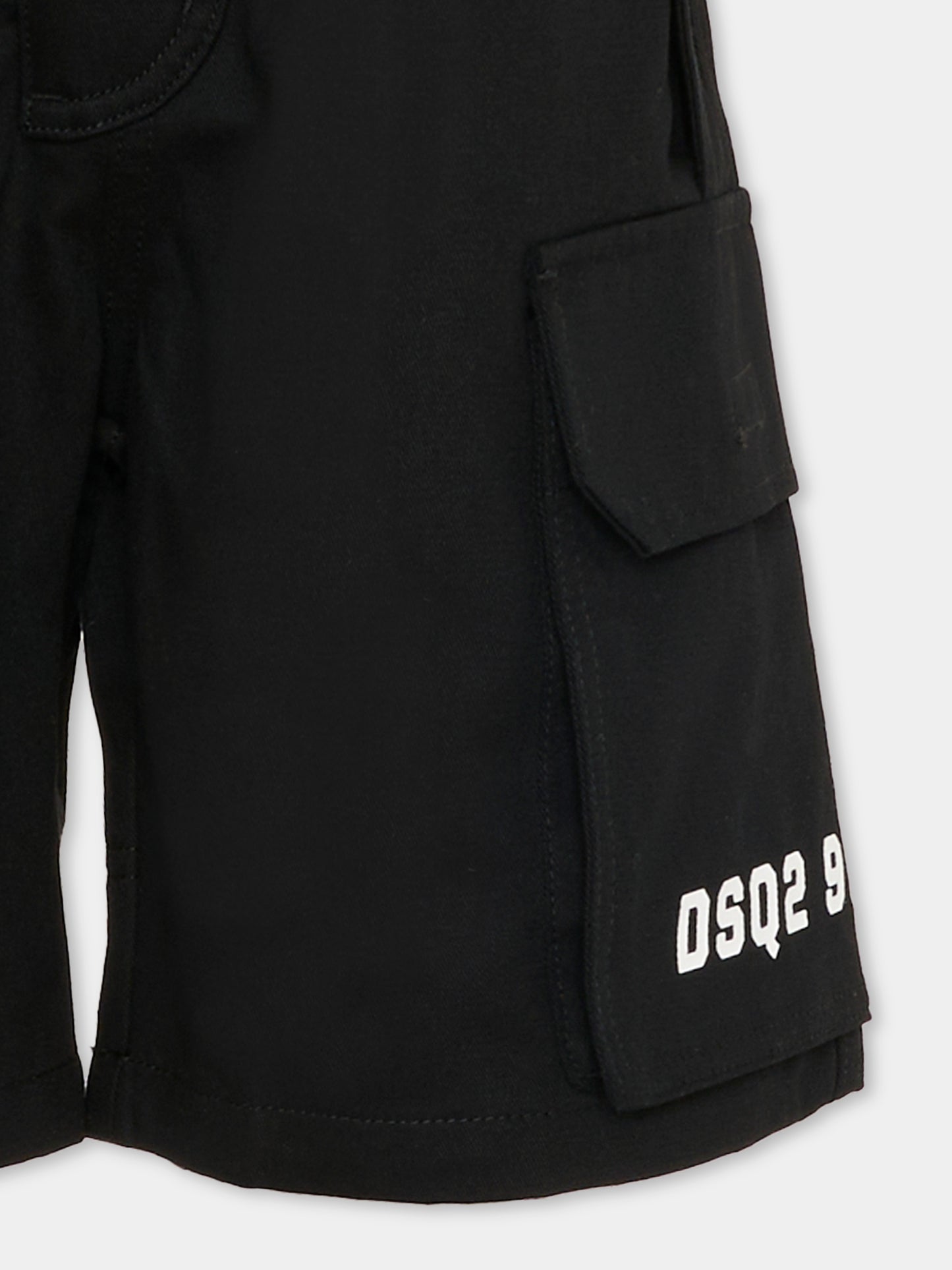 Shorts neri per bambino con logo,Dsquared2,DQ3209 D0AGK DQ900