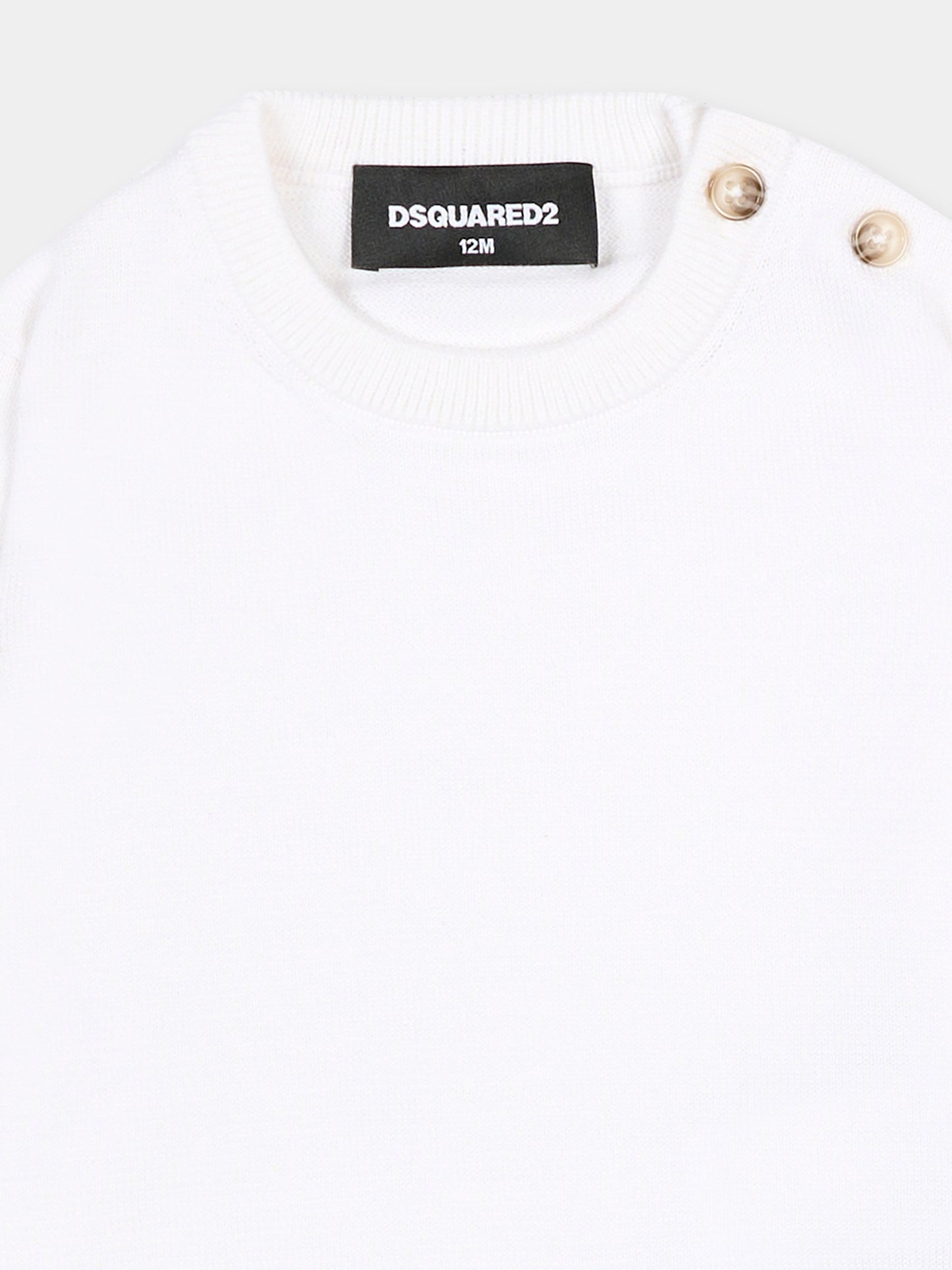 Maglione bianco per neonato con logo,Dsquared2,DQ3290 D0ACT DQ100
