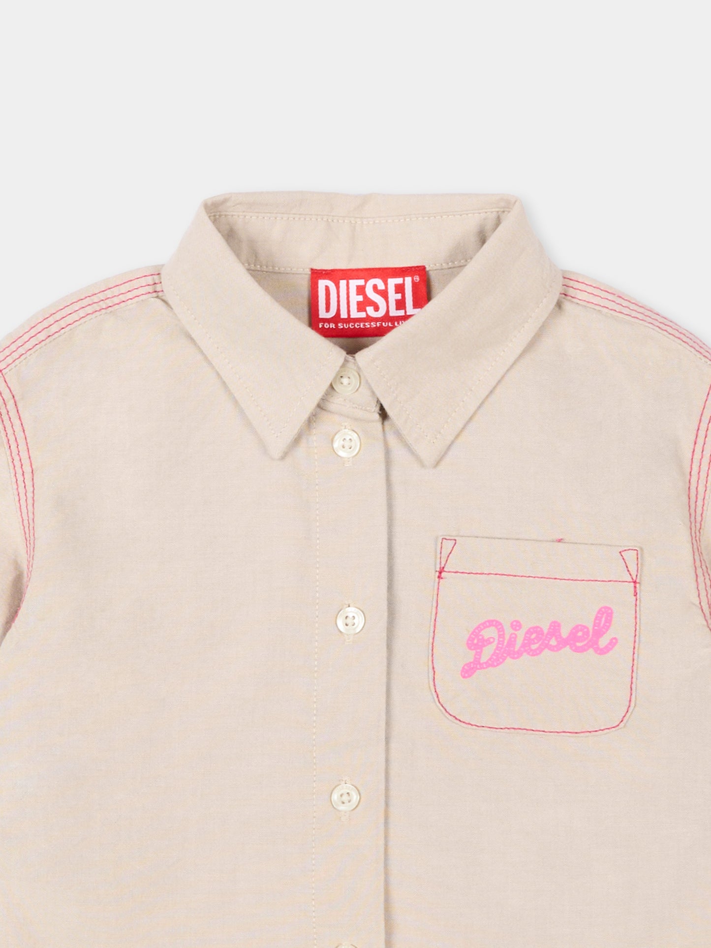Camicia beige per neonata con logo,Diesel,K00743 KXBSN K141