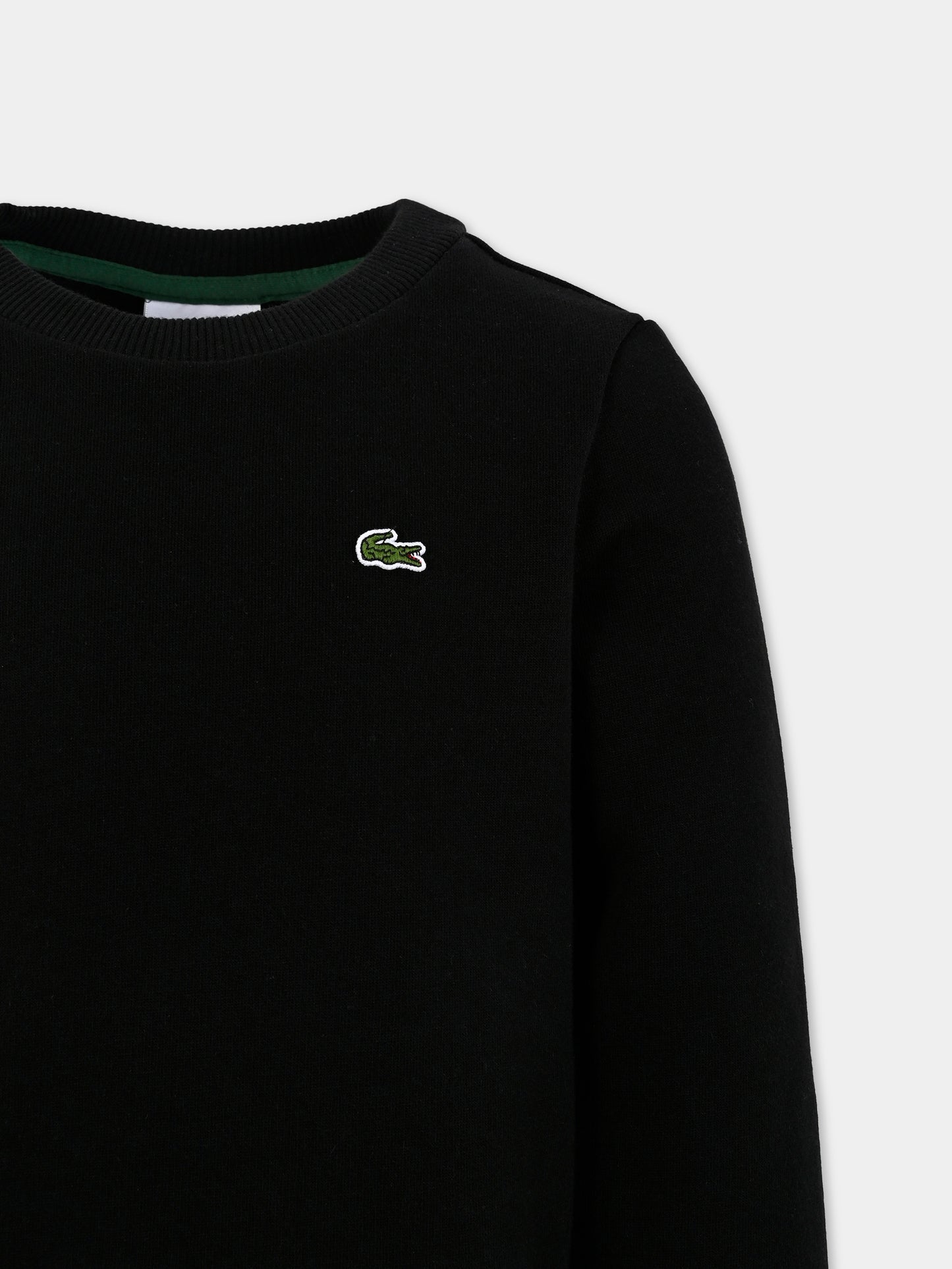 Felpa nera per bambini con coccodrillo,Lacoste,SJ5284 031