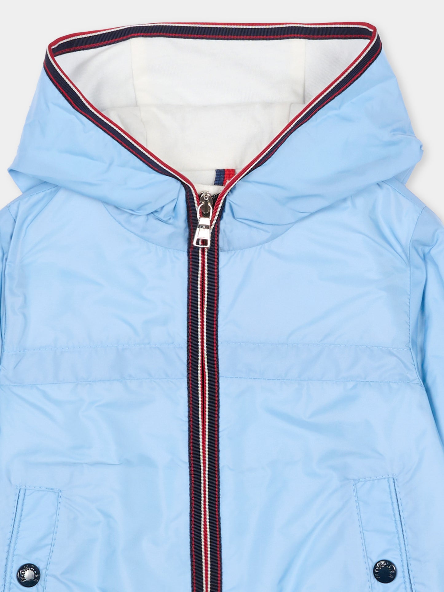 Giacca a vento azzurra per neonato con logo,Moncler Kids,L1951 1A00022 53A5E 713