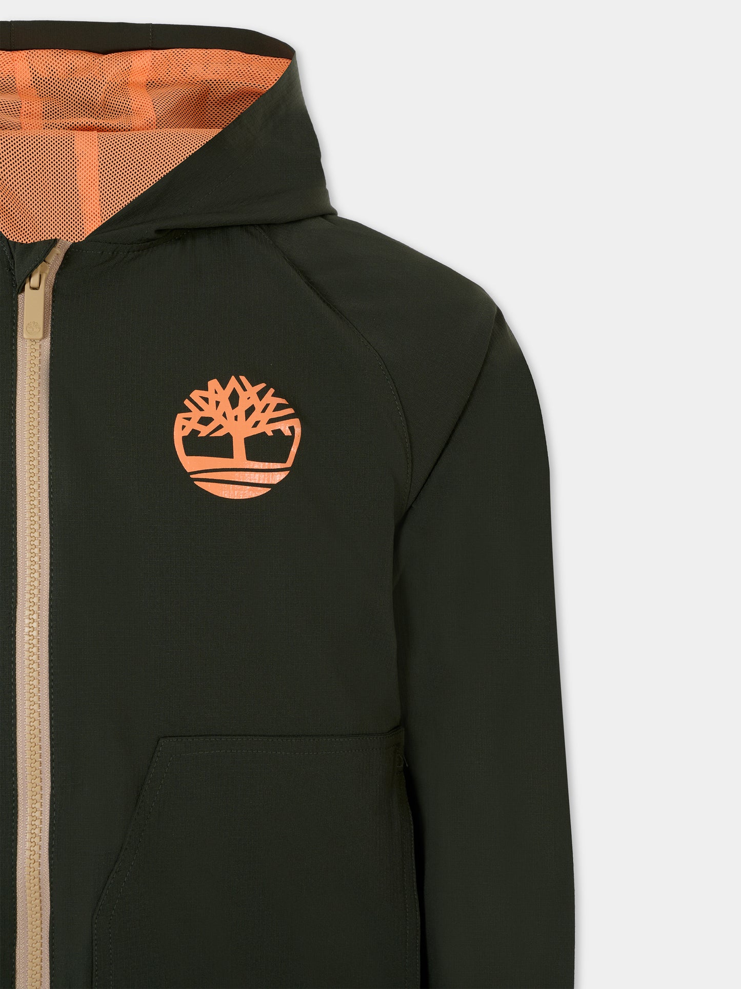 Giacca a vento verde per bambino con logo,Timberland,T60475 72A