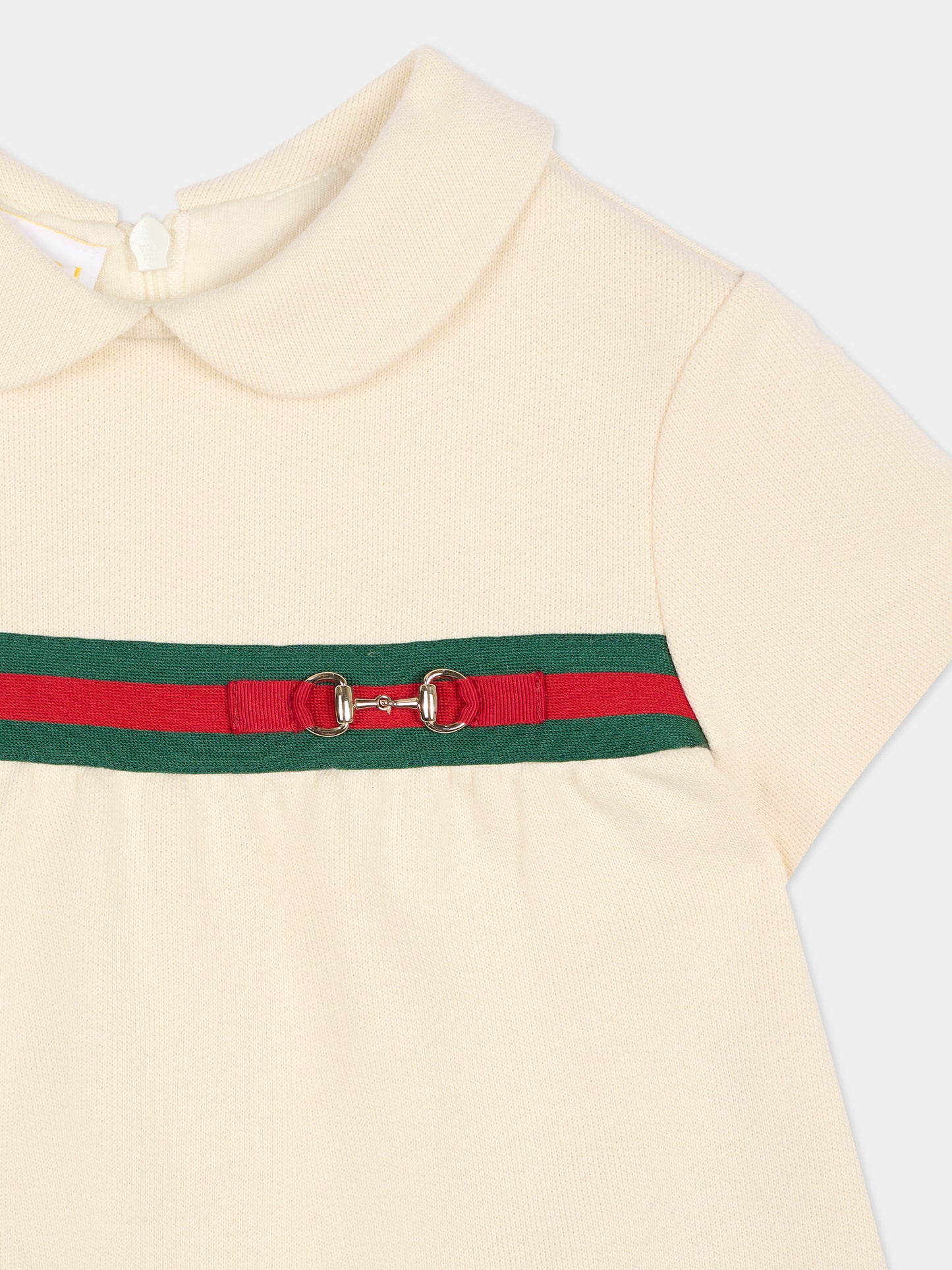 Vestito avorio per neonata con morsetto,Gucci Kids,859754 XJHR9 9908
