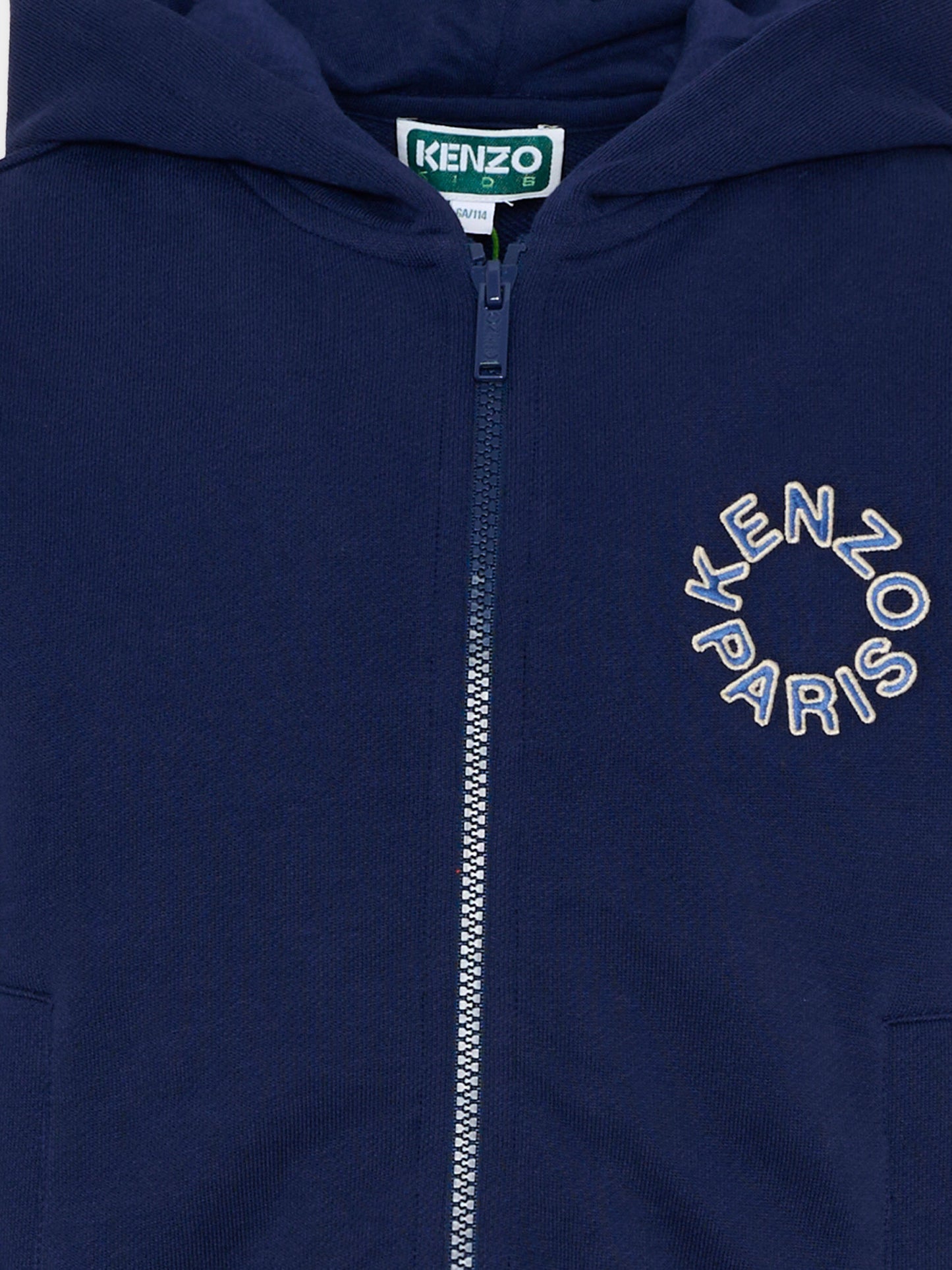 Felpa blu con cappuccio per bambini logo,Kenzo Kids,K61691 84N